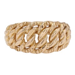 Vintage French 1960s 18 Karat Yellow Gold Curb Chain Ring
