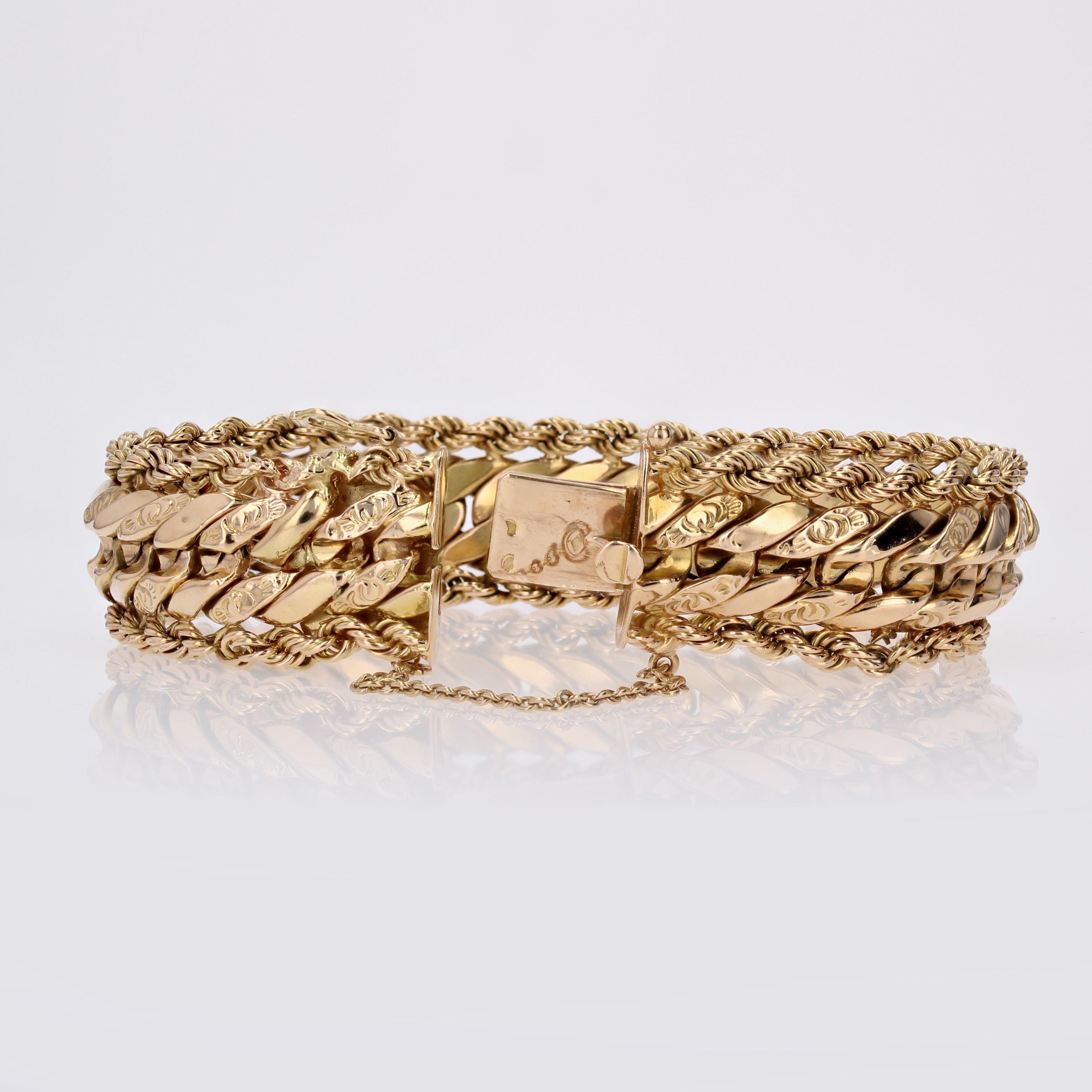 Französisches Retro-Armband aus 18 Karat Gelbgold mit Kurbel, 1960er Jahre Damen