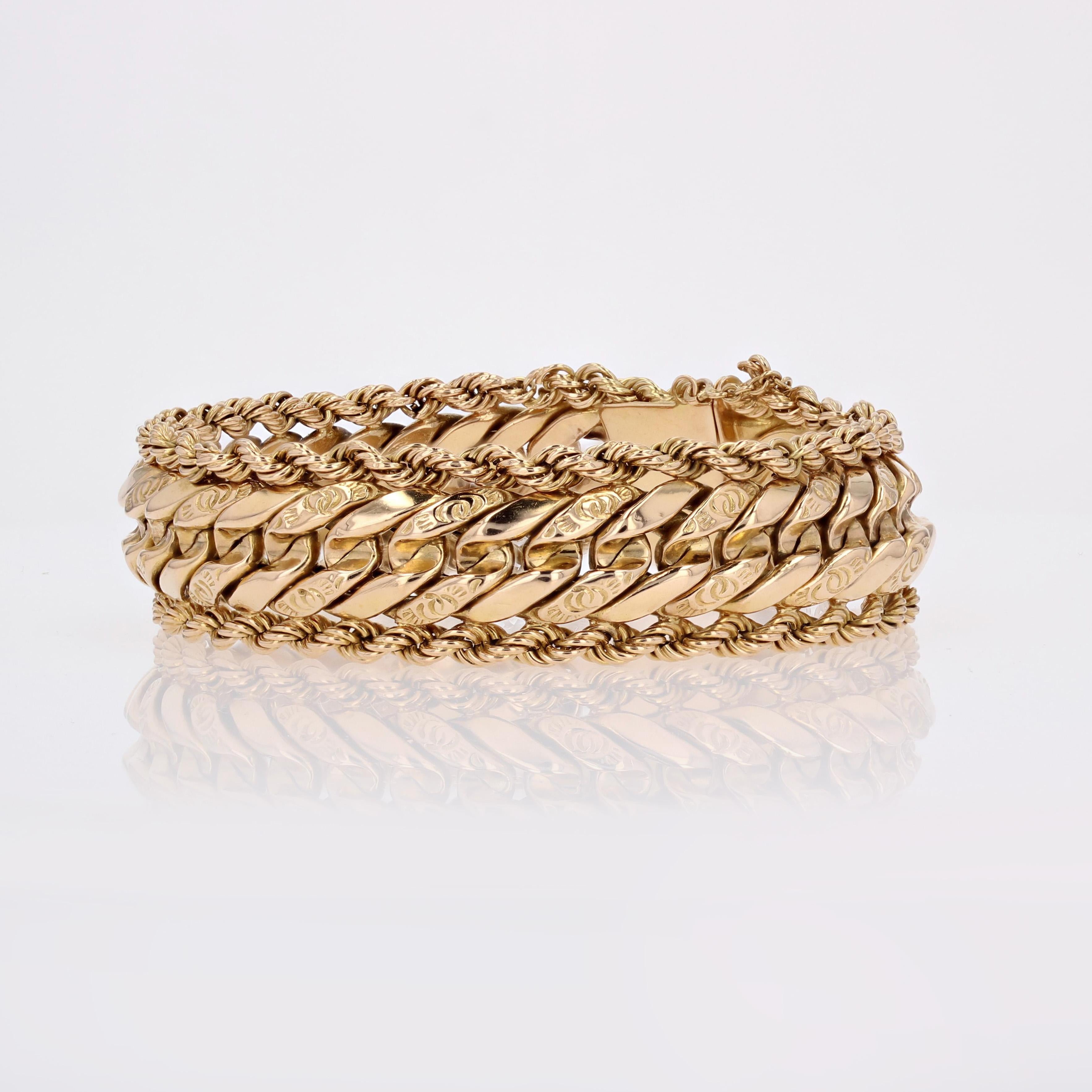 Französisches Retro-Armband aus 18 Karat Gelbgold mit Kurbel, 1960er Jahre 1