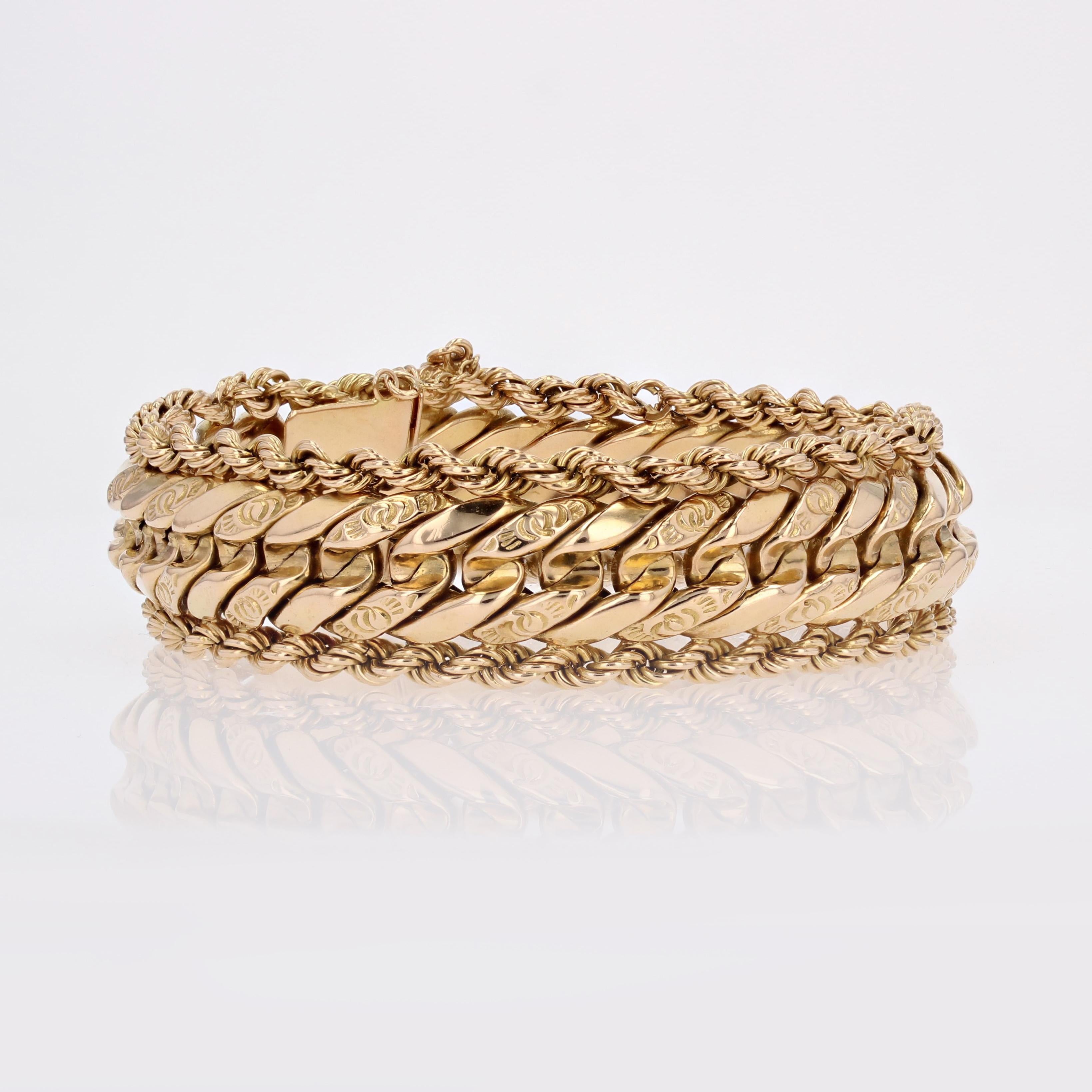 Französisches Retro-Armband aus 18 Karat Gelbgold mit Kurbel, 1960er Jahre 2