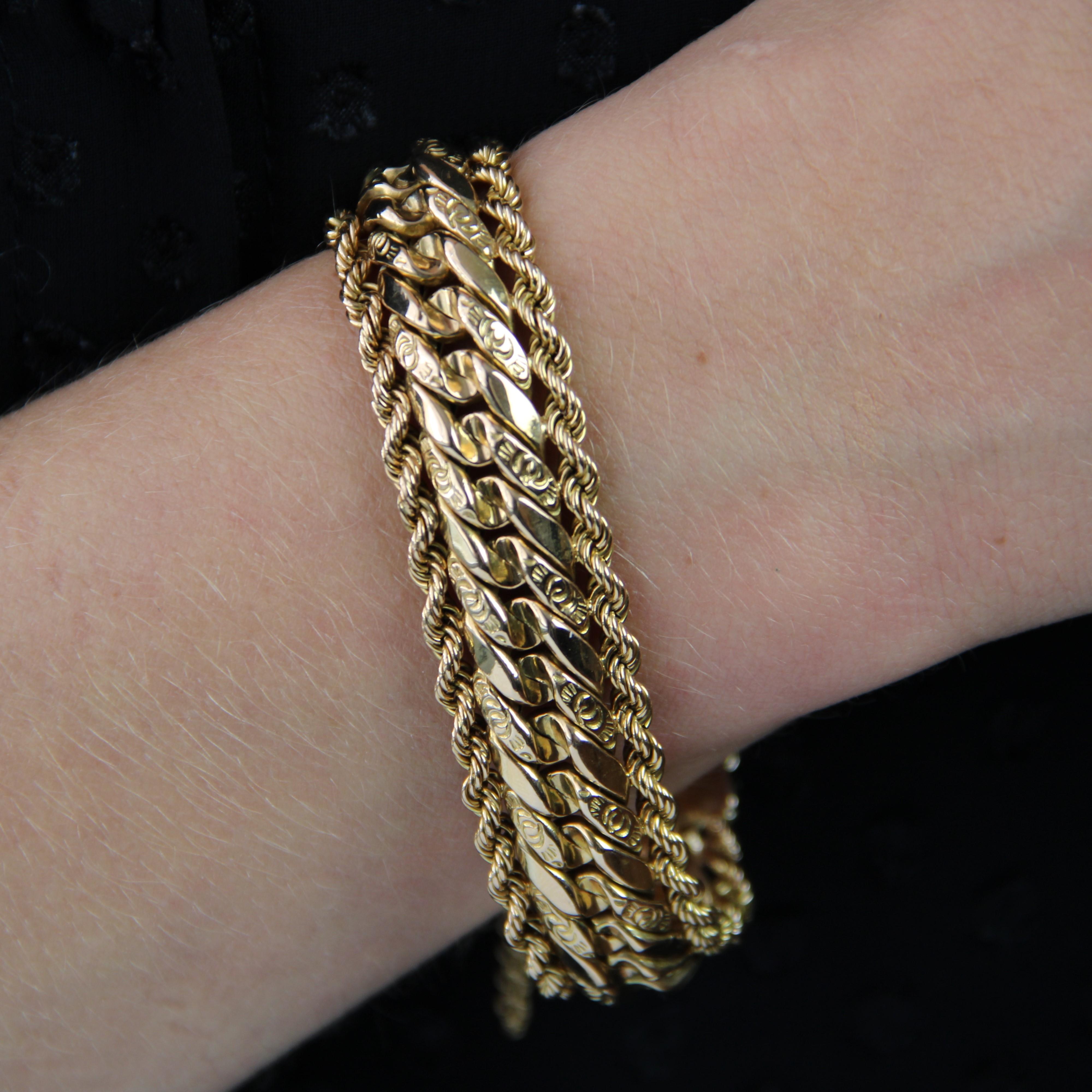 Französisches Retro-Armband aus 18 Karat Gelbgold mit Kurbel, 1960er Jahre 3