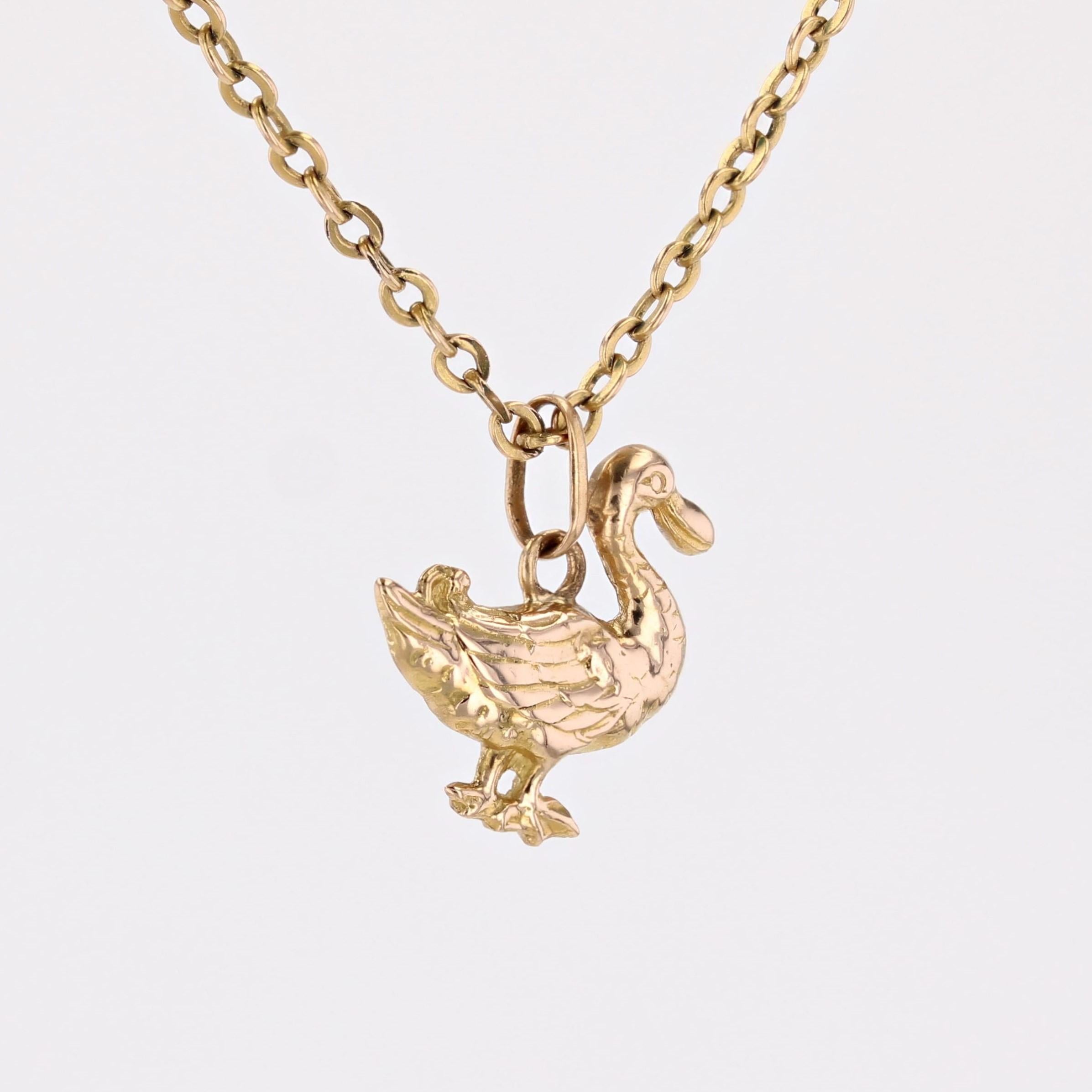 Französischer Duck Charm-Anhänger aus 18 Karat Gelbgold, 1960er Jahre im Zustand „Gut“ im Angebot in Poitiers, FR
