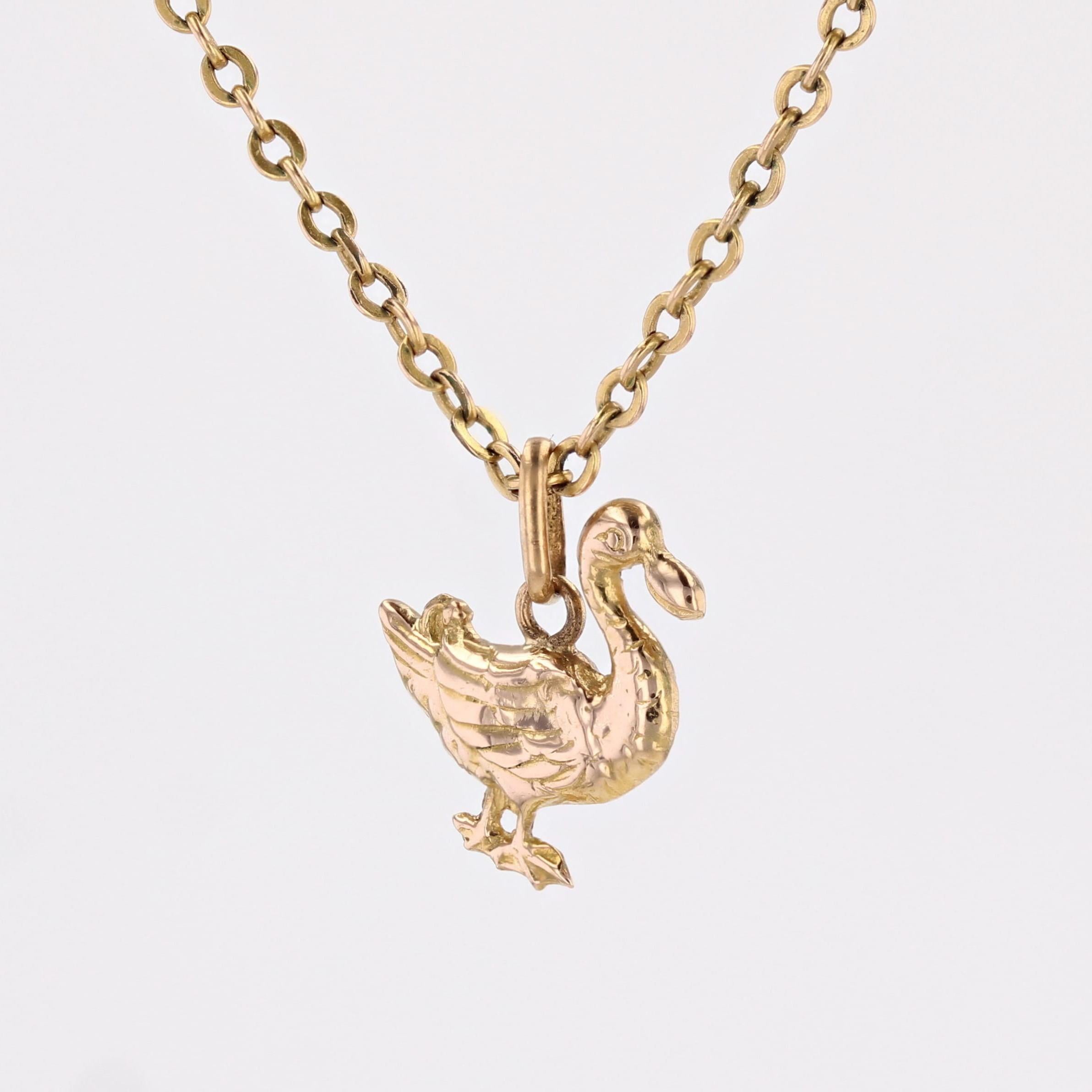 Französischer Duck Charm-Anhänger aus 18 Karat Gelbgold, 1960er Jahre für Damen oder Herren im Angebot