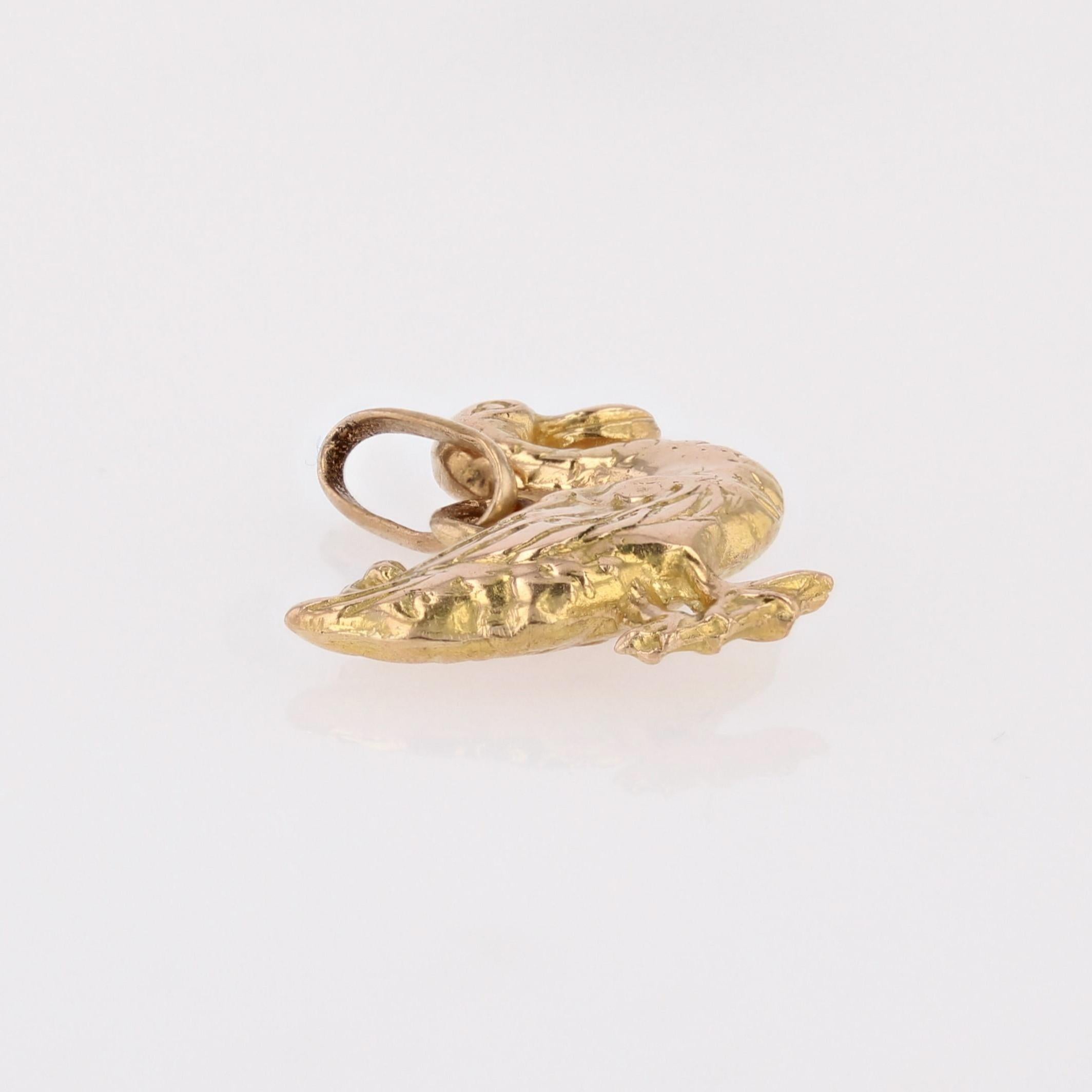 Französischer Duck Charm-Anhänger aus 18 Karat Gelbgold, 1960er Jahre im Angebot 2