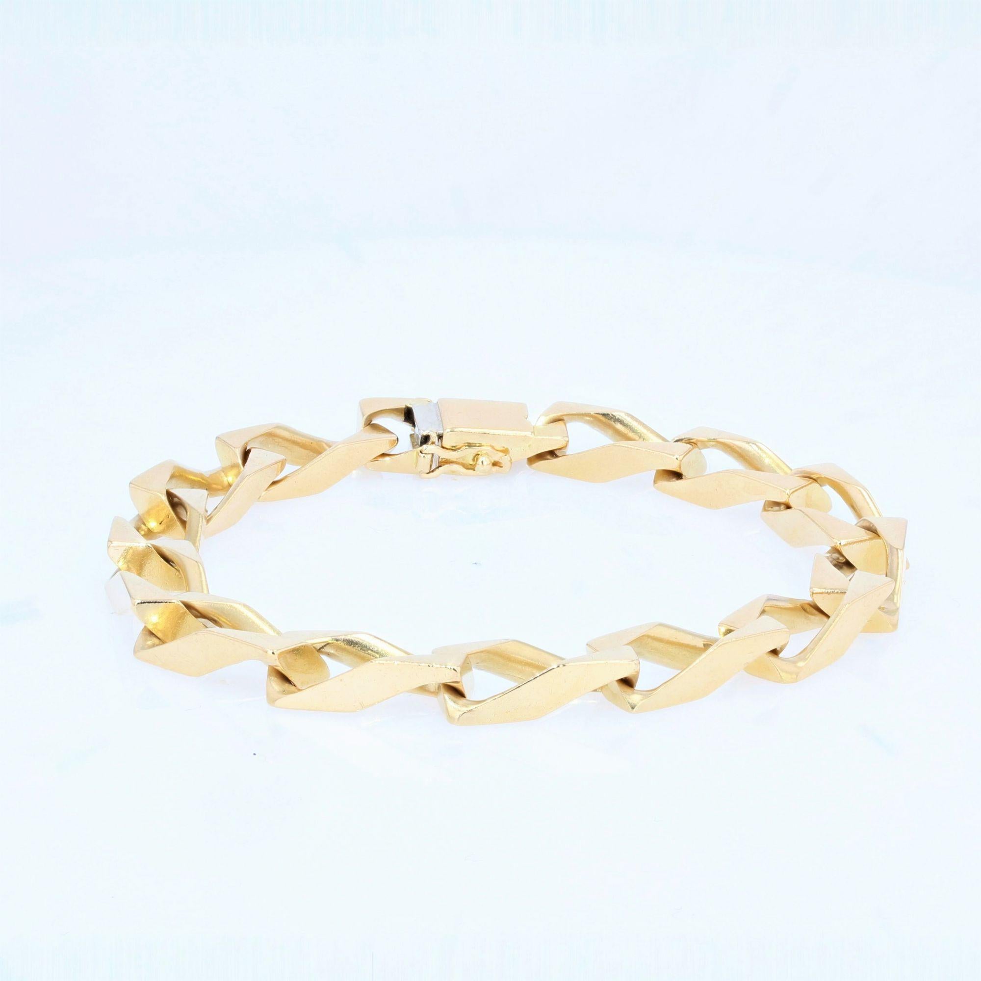 French 1960s 18 Karat Yellow Gold Filed Gourmette Bracelet In Good Condition In Poitiers, FR