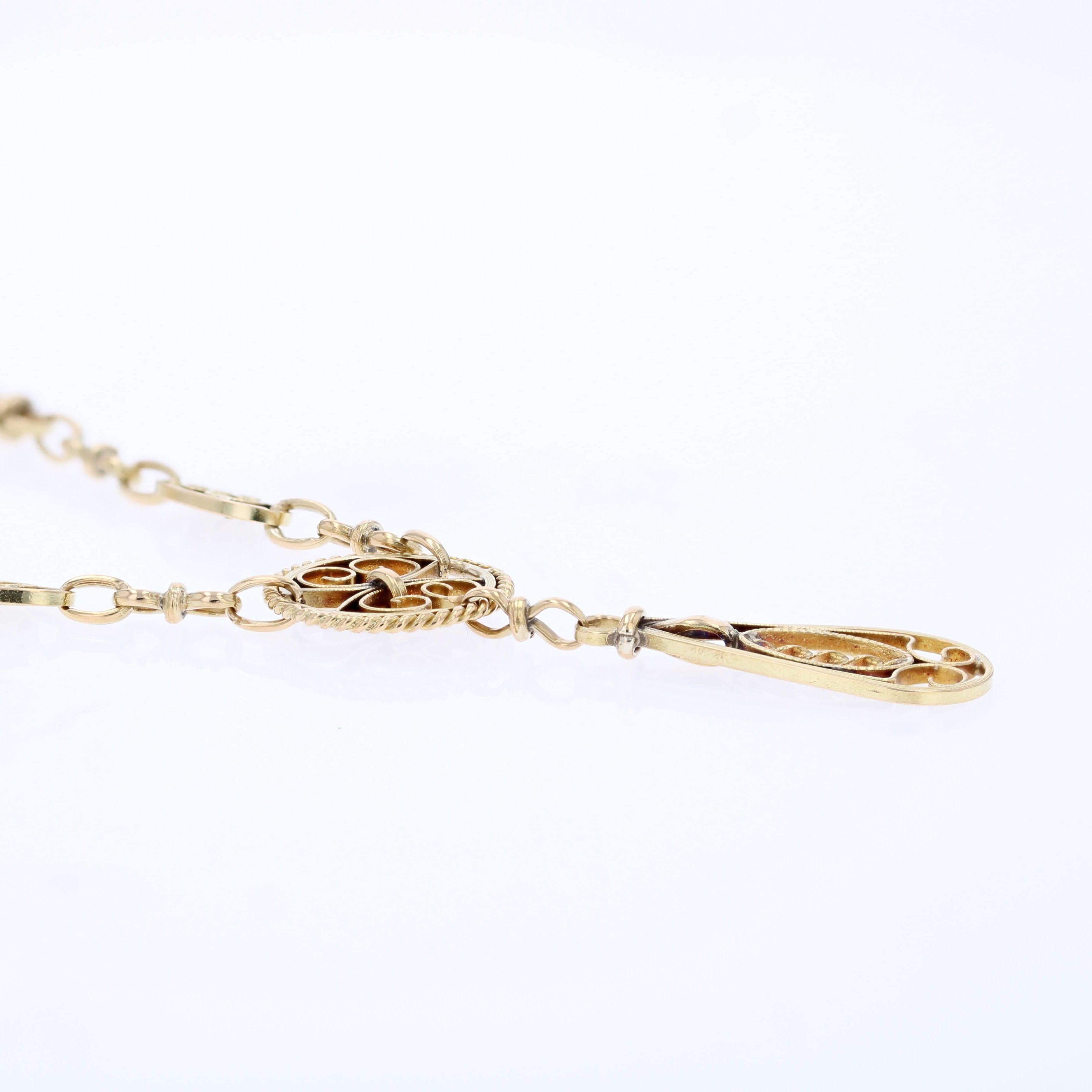 Collana francese degli anni '60 in oro giallo 18 carati con filigrana in vendita 7