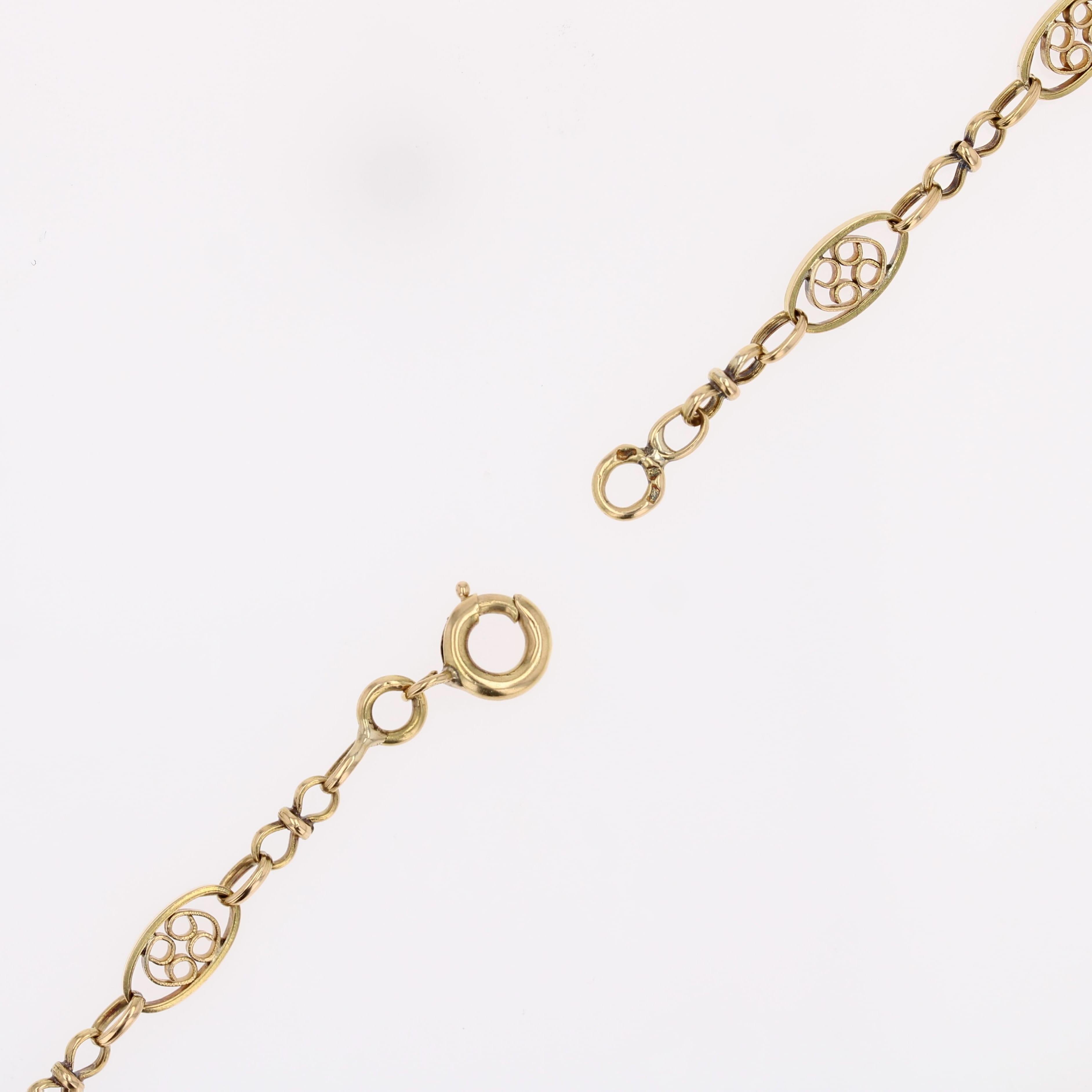 Collana francese degli anni '60 in oro giallo 18 carati con filigrana in vendita 9