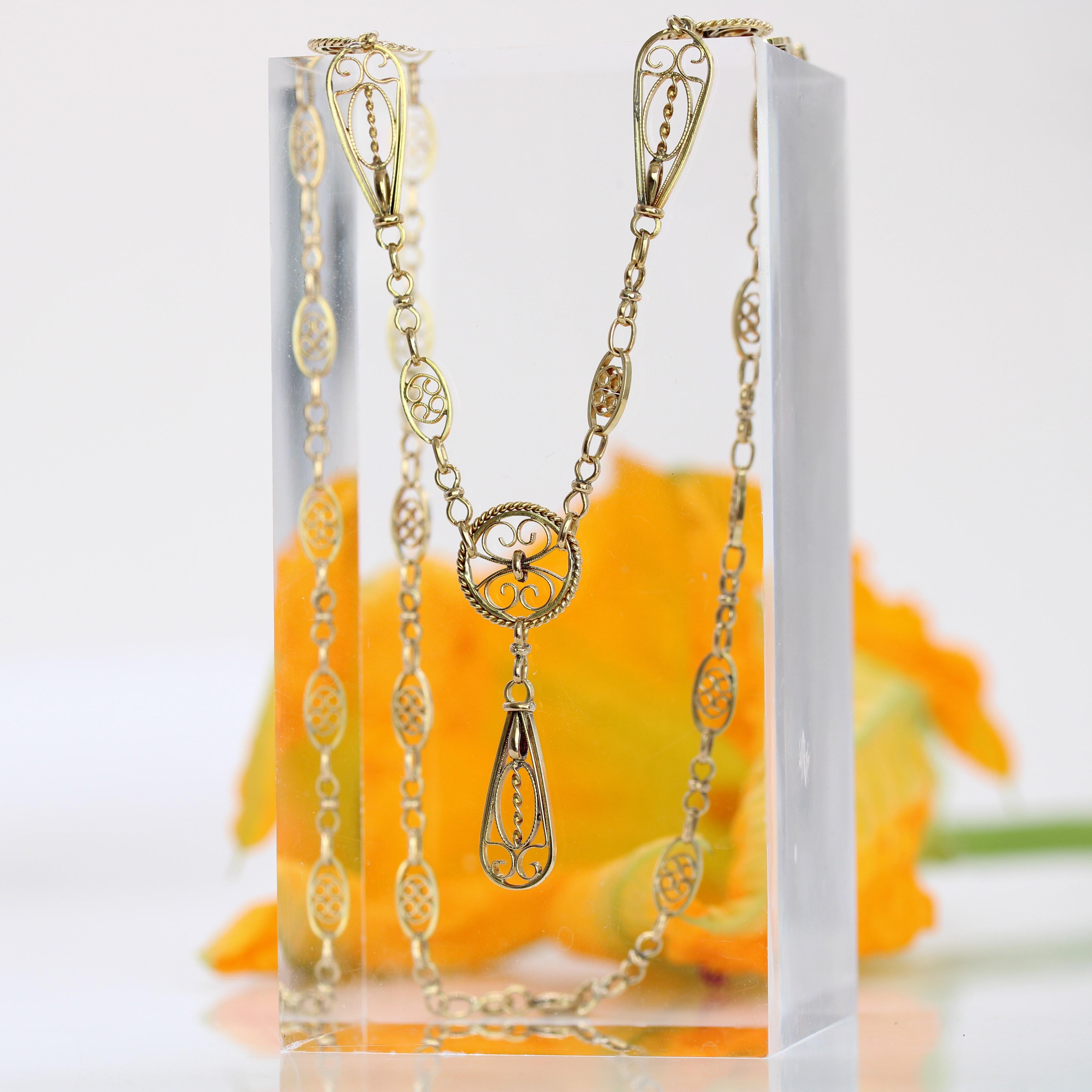 Rétro Collana francese degli anni '60 in oro giallo 18 carati con filigrana in vendita
