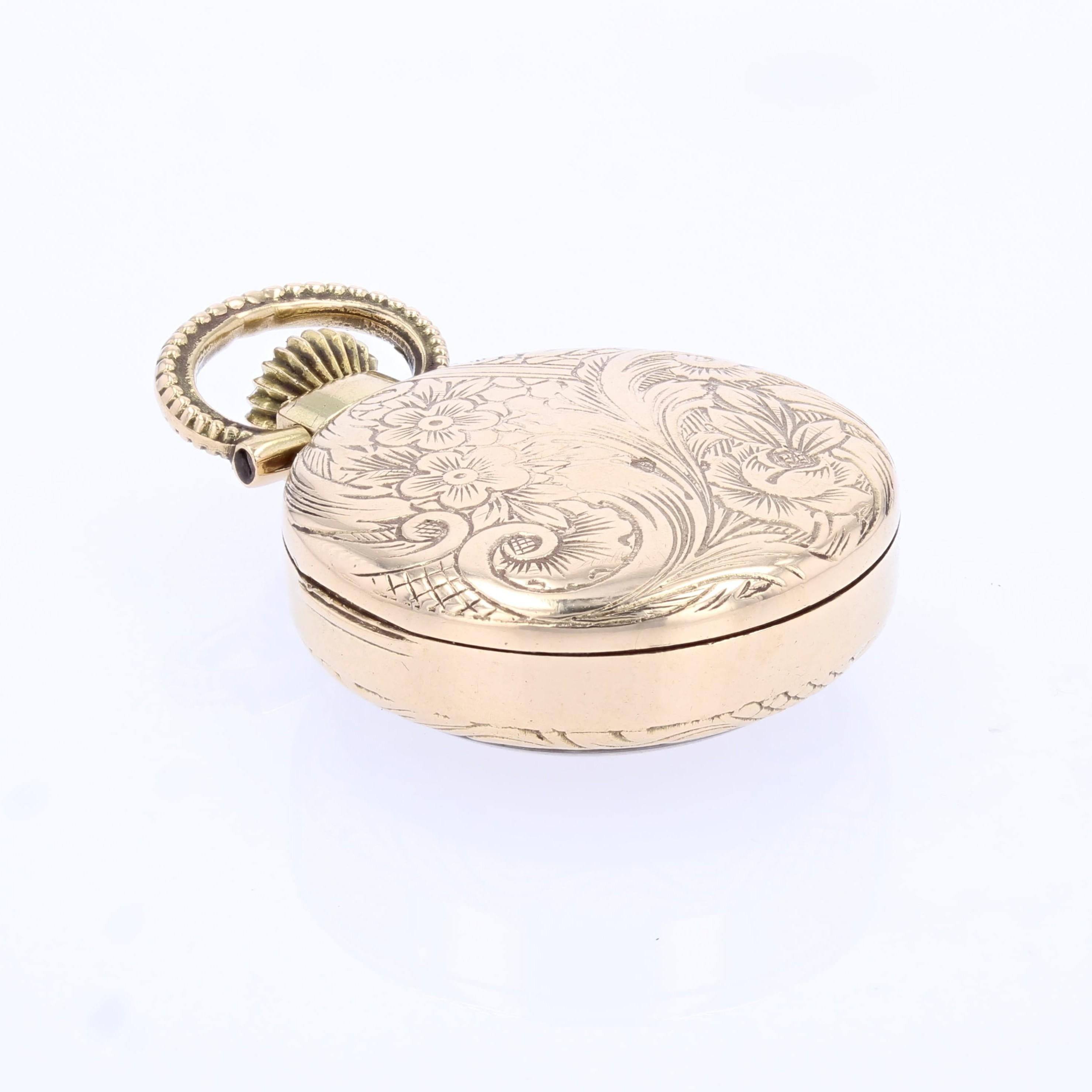 Pendentif en or jaune 18 carats Flamor pour montre de poche de femme des années 1960 en vente 6