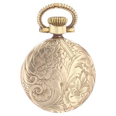 French 1960s 18 Karat Yellow Gold Flamor Ladies Pocket Watch Pendant
