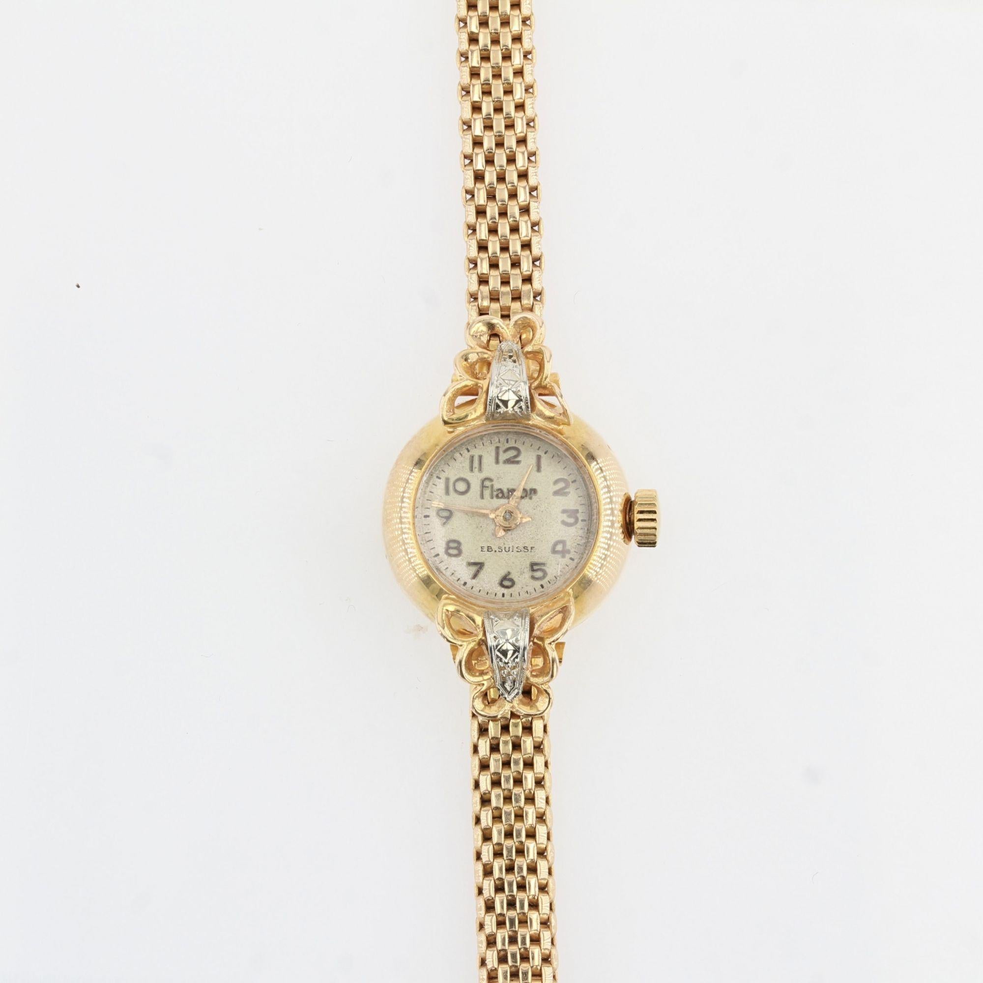 French 1960s 18 Karat Yellow Gold Flamor Lady's Watch 1