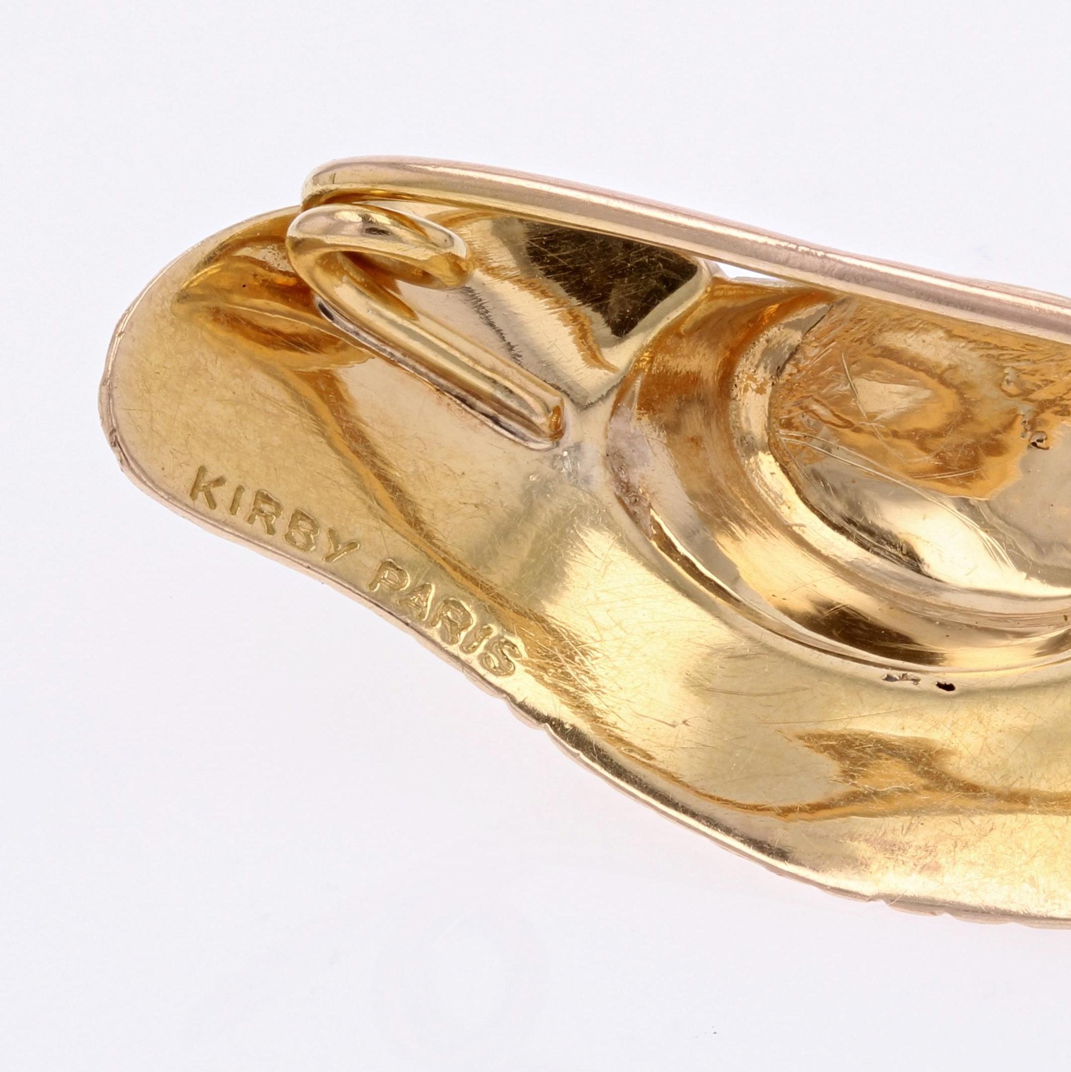 Rétro Broche française des années 1960 en or jaune 18 carats signée Hat Kirby en vente