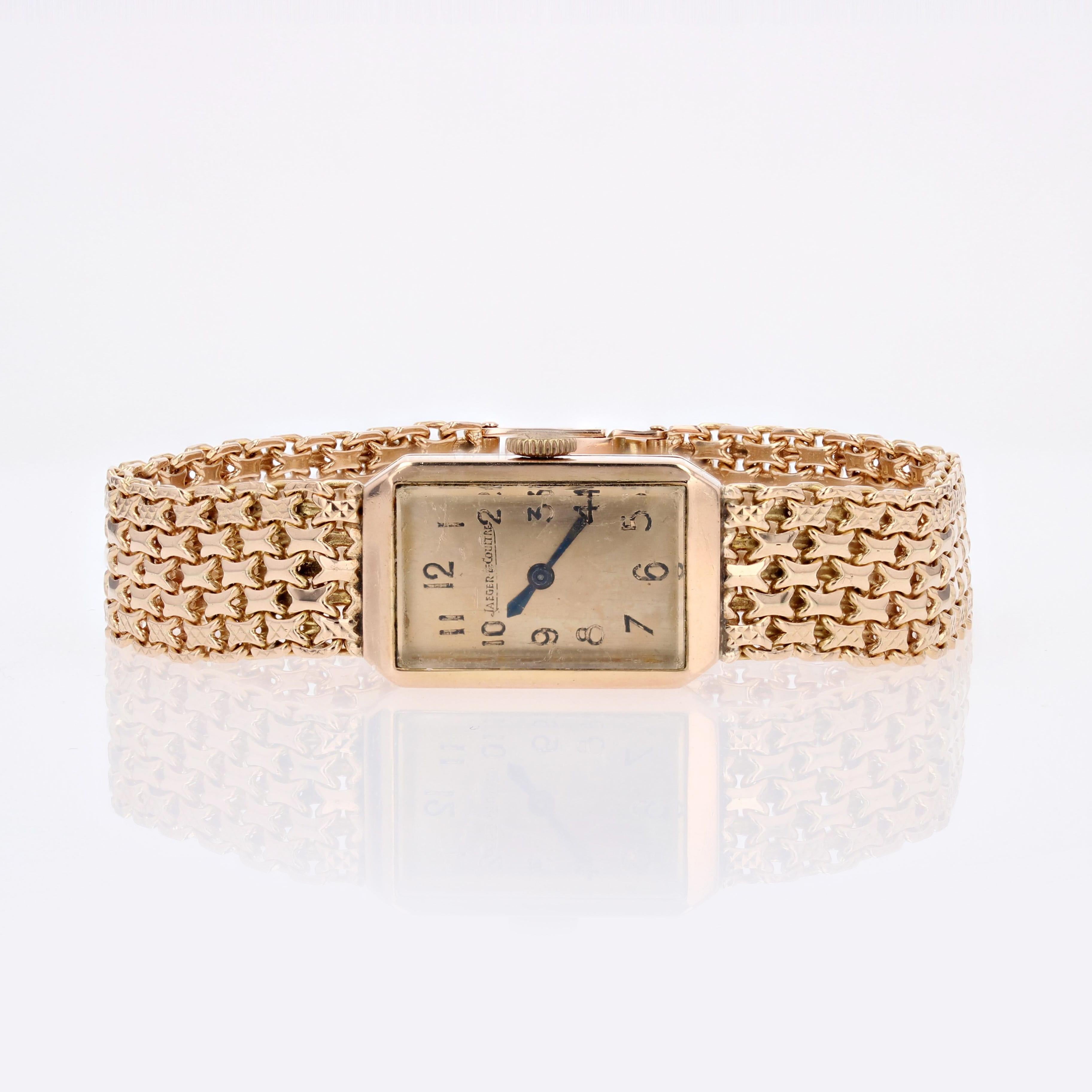 French 1960s 18 Karat Yellow Gold Jaeger Le Coultre Woman Watch 4