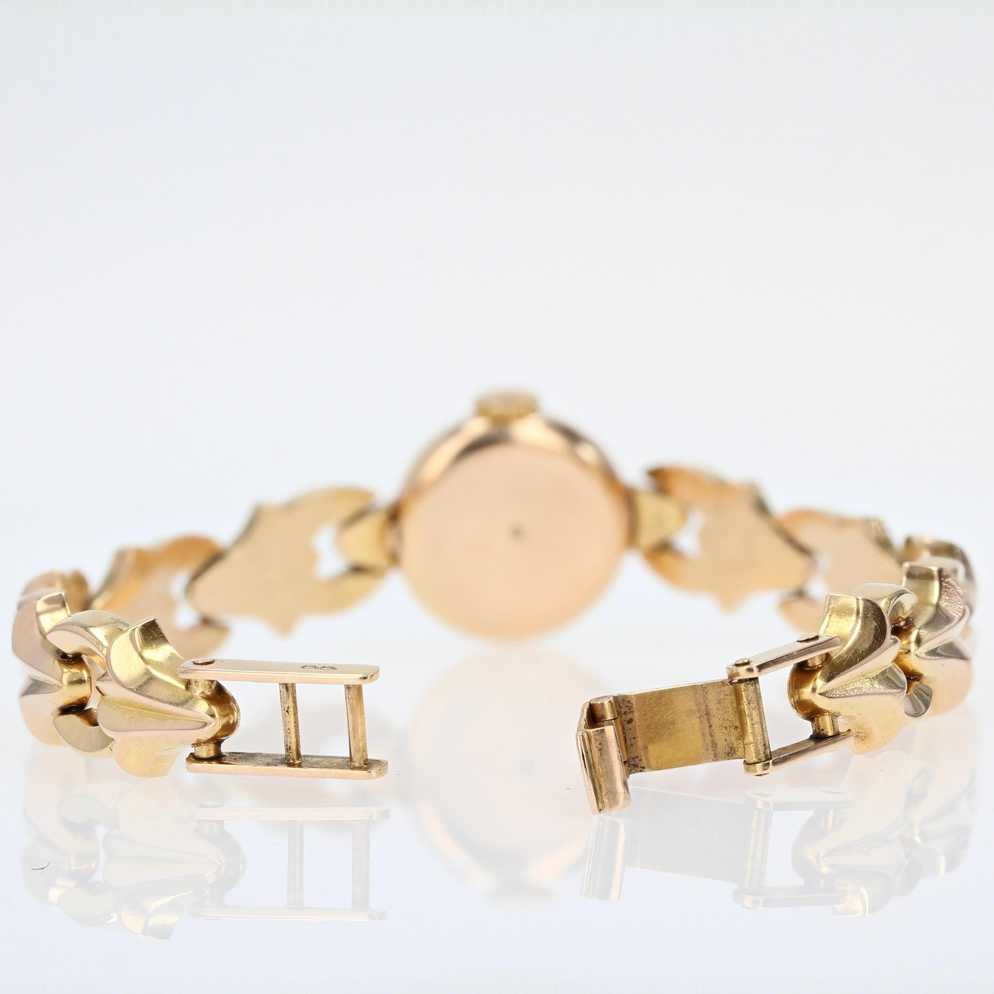 Montre-bracelet rétro française pour femme en or jaune 18 carats, années 1960 7