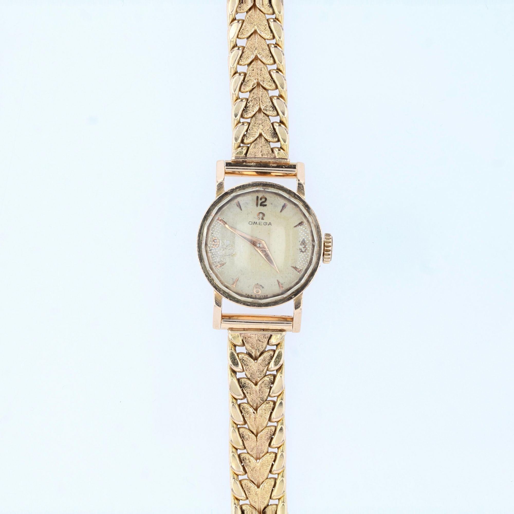 French 1960s 18 Karat Yellow Gold Omega Lady's Watch For Sale 2