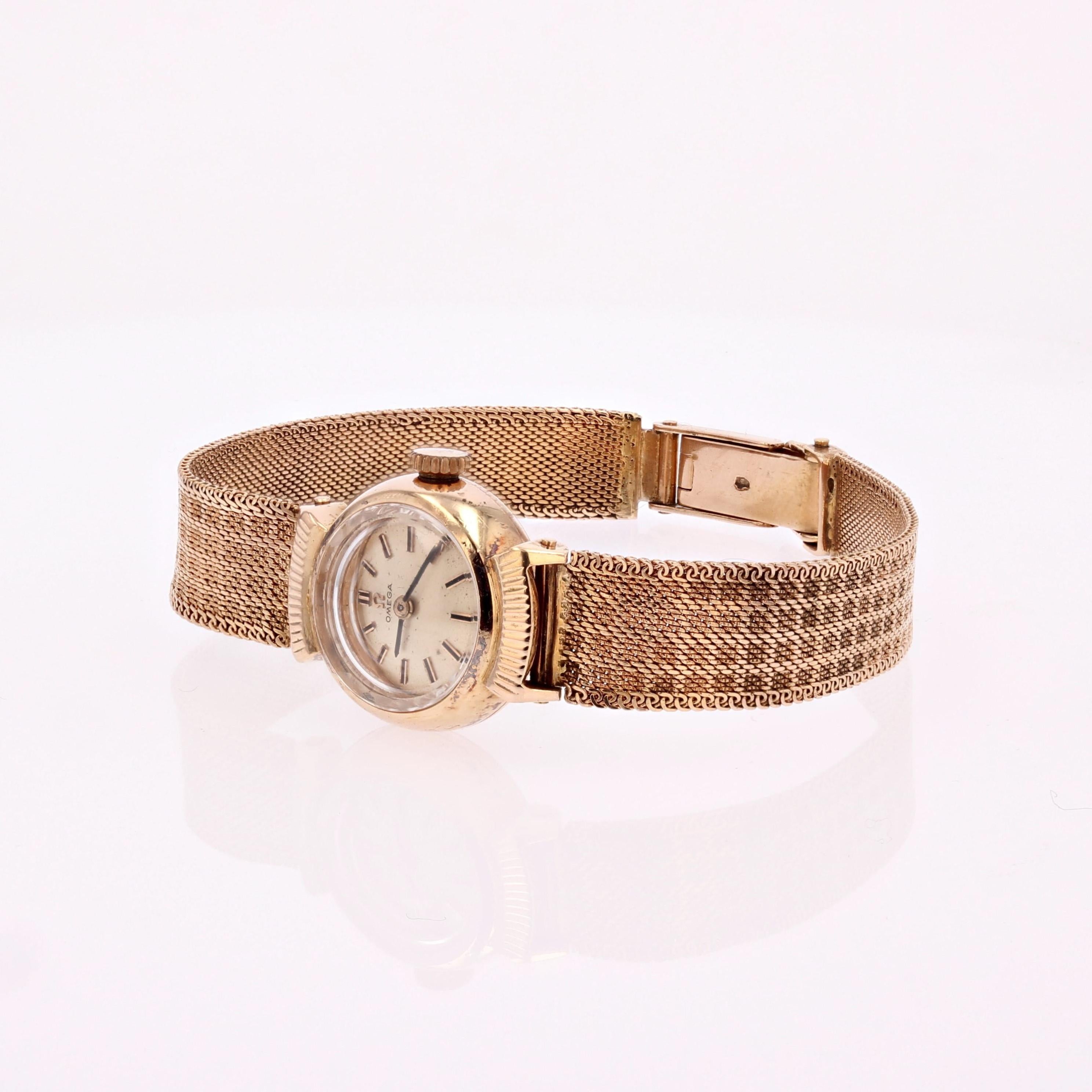 Retro French 1960s 18 Karat Yellow Gold Omega Lady's Watch