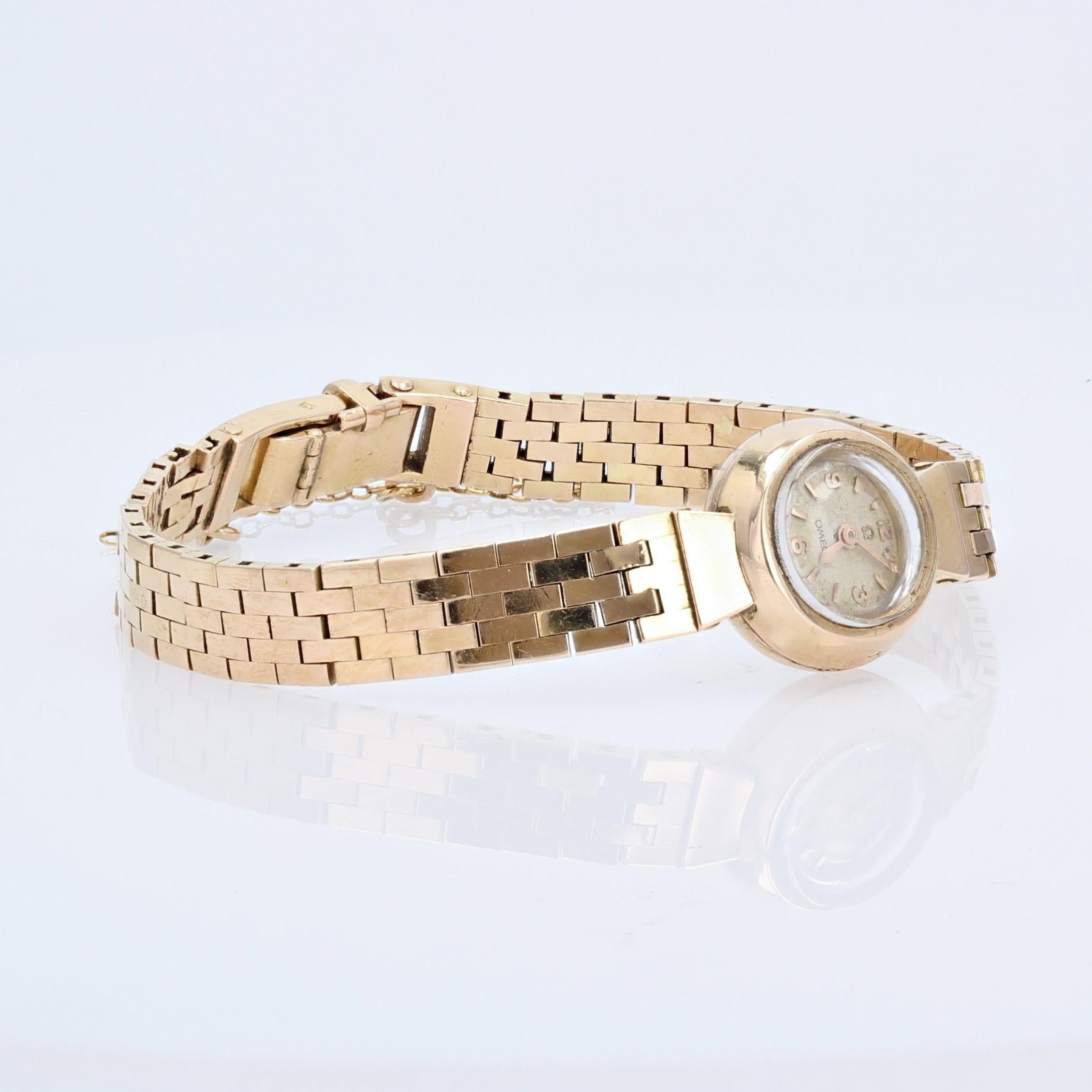 Retro French, 1960s, 18 Karat Yellow Gold Omega Lady's Watch For Sale