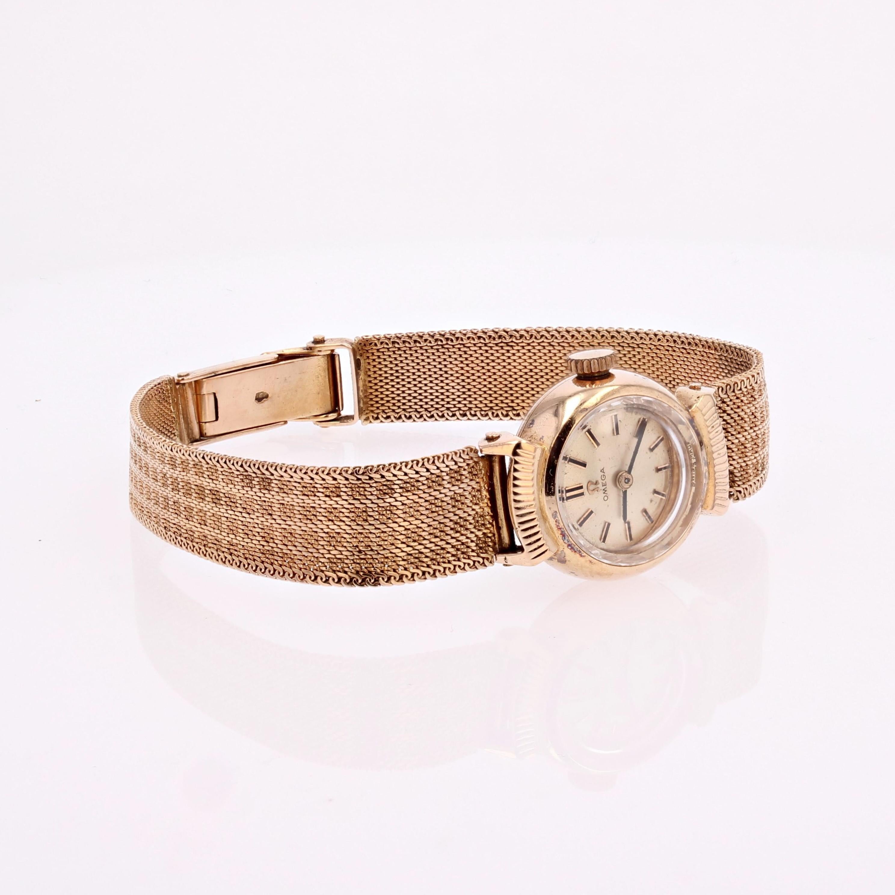 Women's French 1960s 18 Karat Yellow Gold Omega Lady's Watch