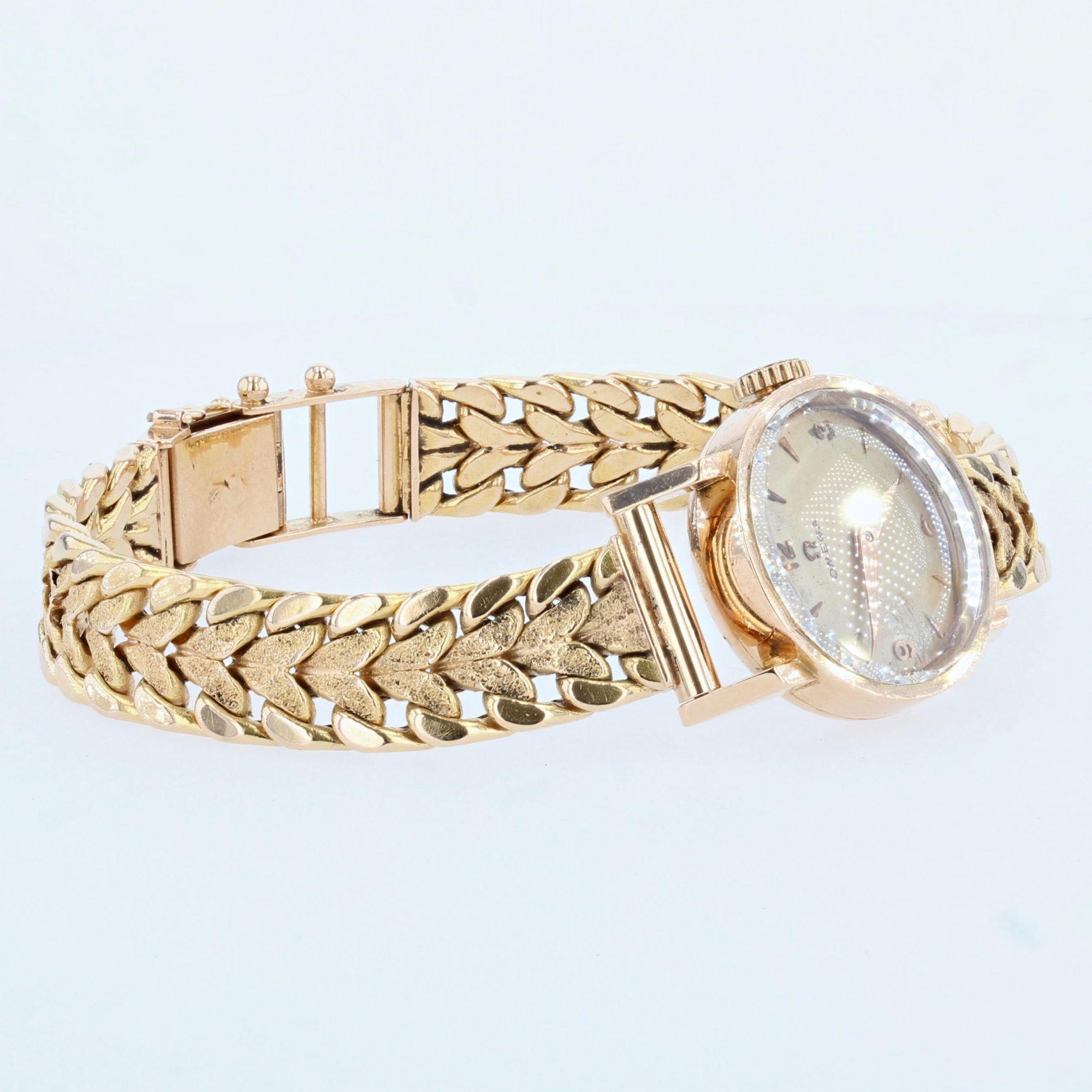 Retro French 1960s 18 Karat Yellow Gold Omega Lady's Watch For Sale