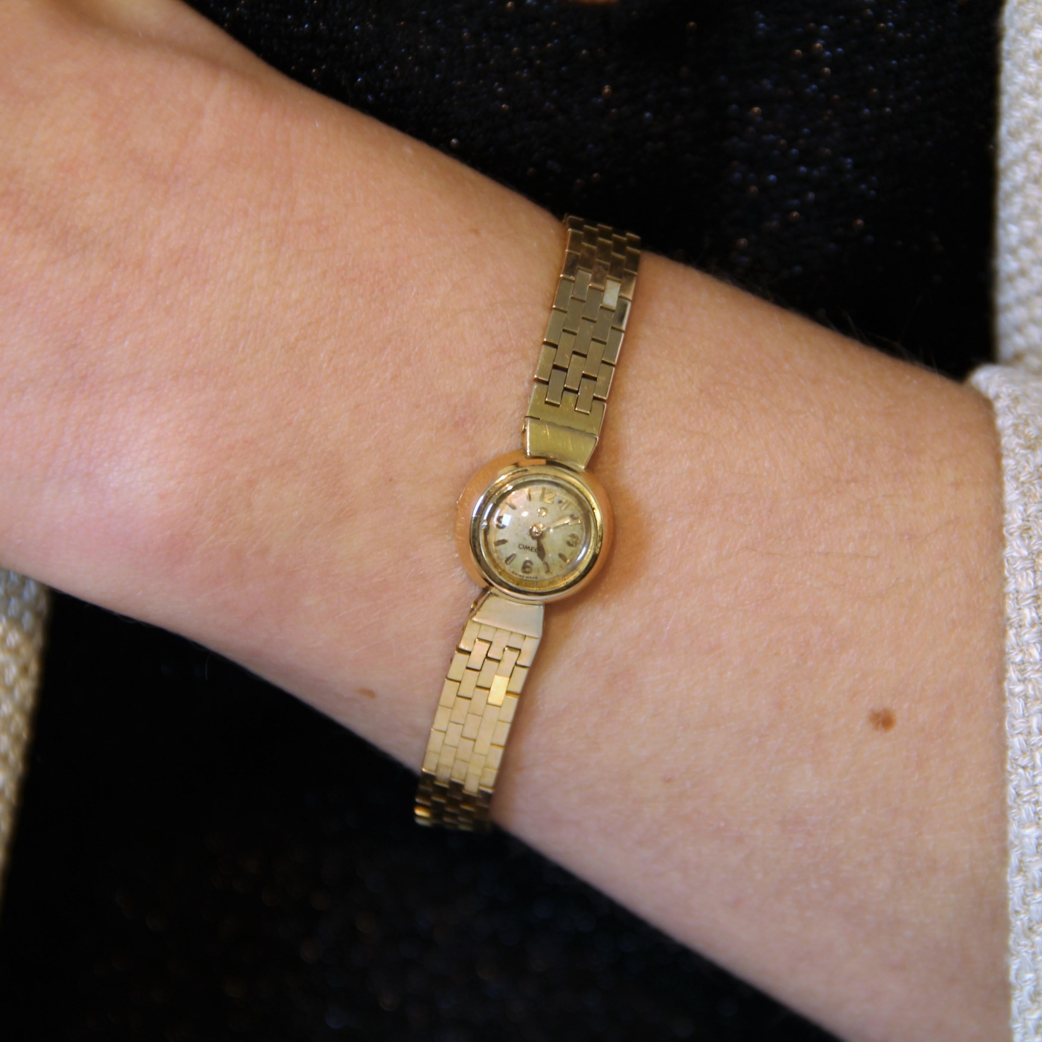 Women's French, 1960s, 18 Karat Yellow Gold Omega Lady's Watch For Sale