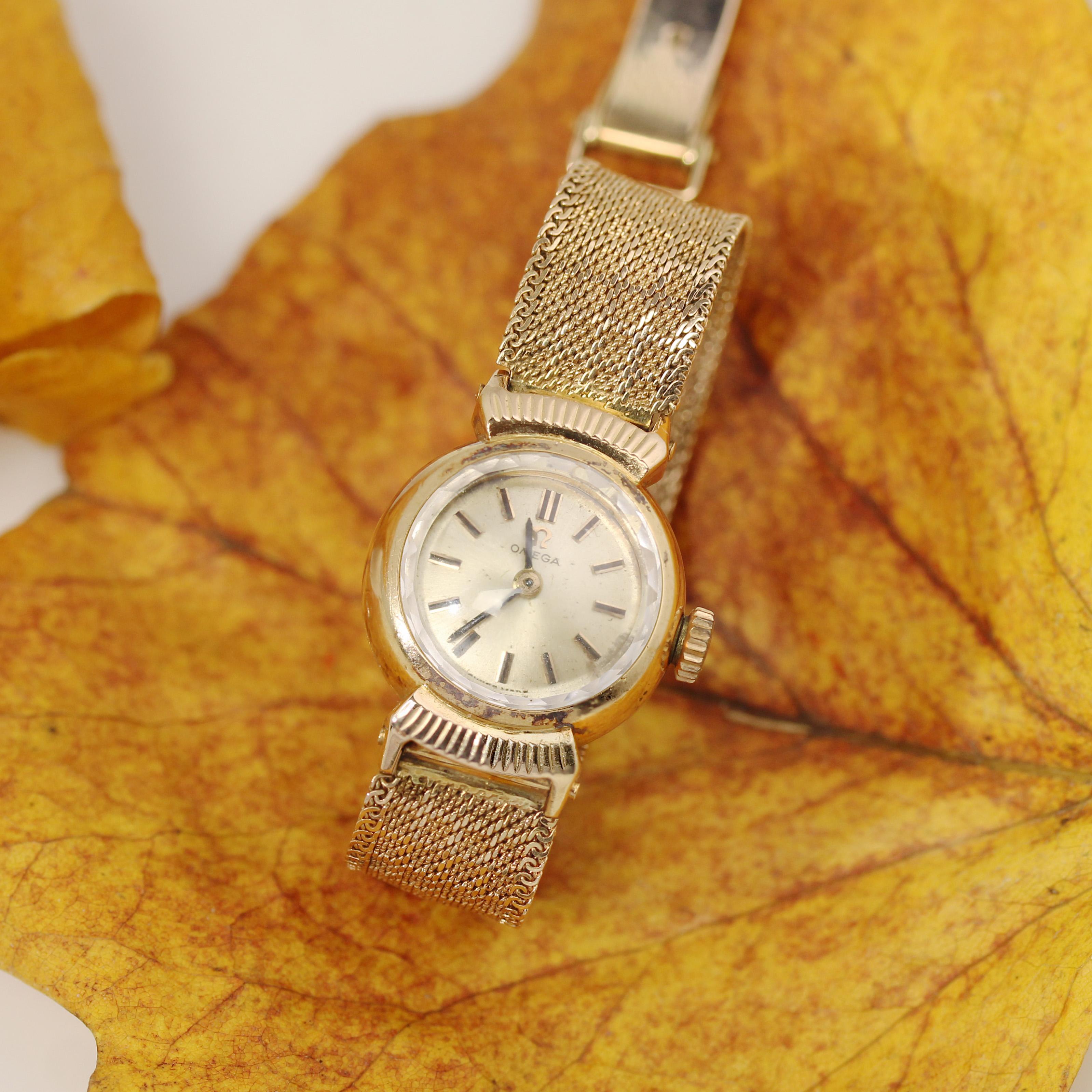 French 1960s 18 Karat Yellow Gold Omega Lady's Watch 1
