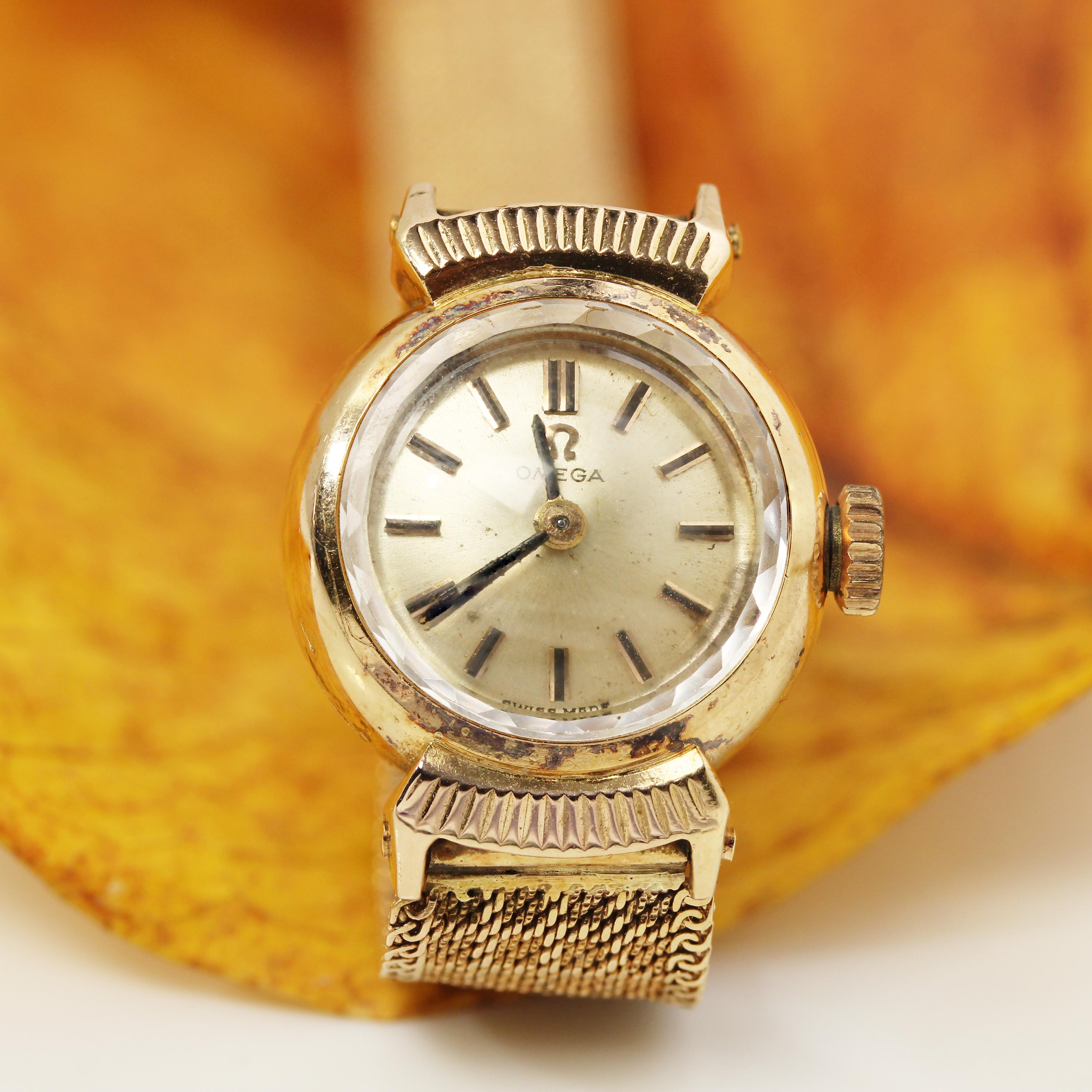 French 1960s 18 Karat Yellow Gold Omega Lady's Watch 2