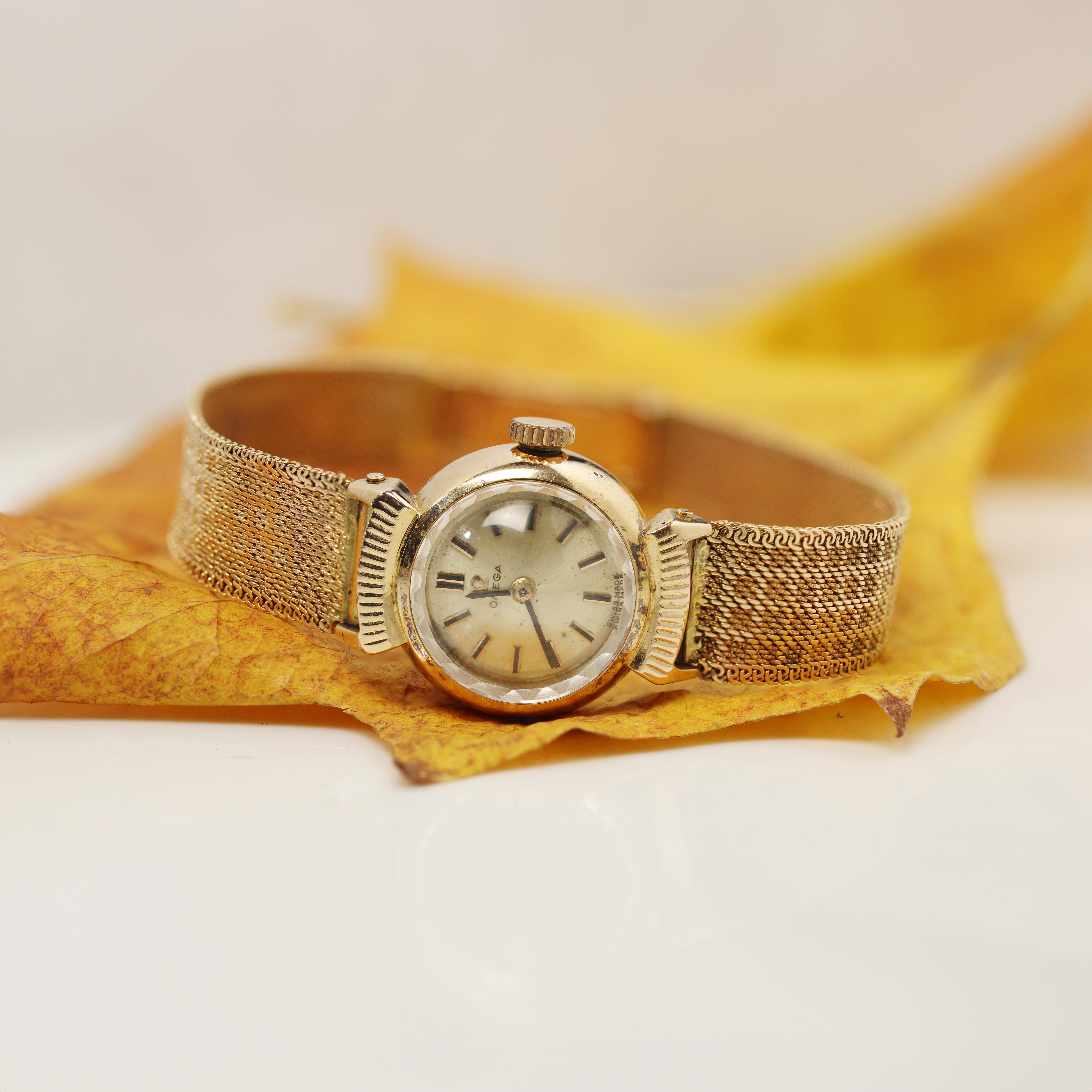 French 1960s 18 Karat Yellow Gold Omega Lady's Watch 3