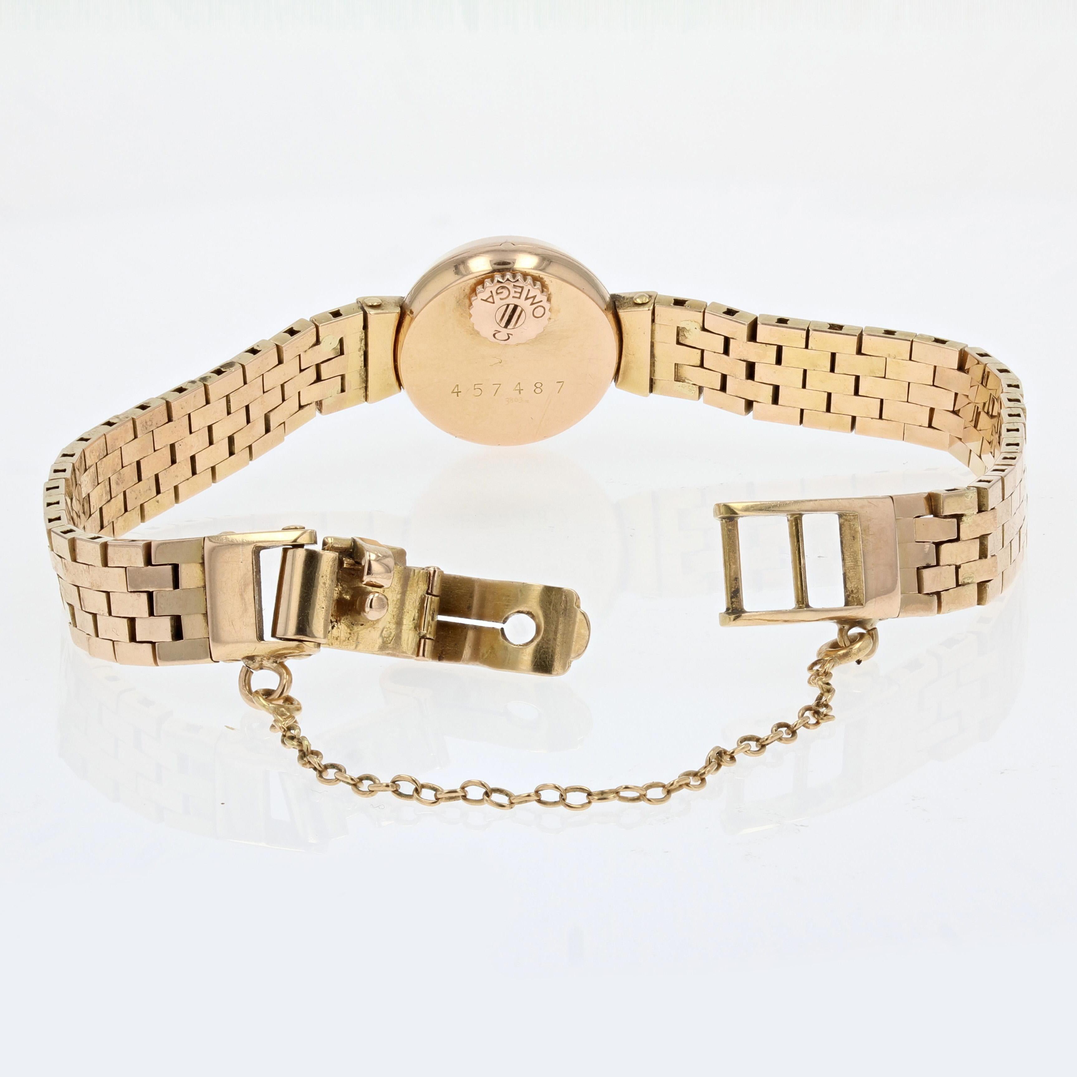 French, 1960s, 18 Karat Yellow Gold Omega Lady's Watch For Sale 1