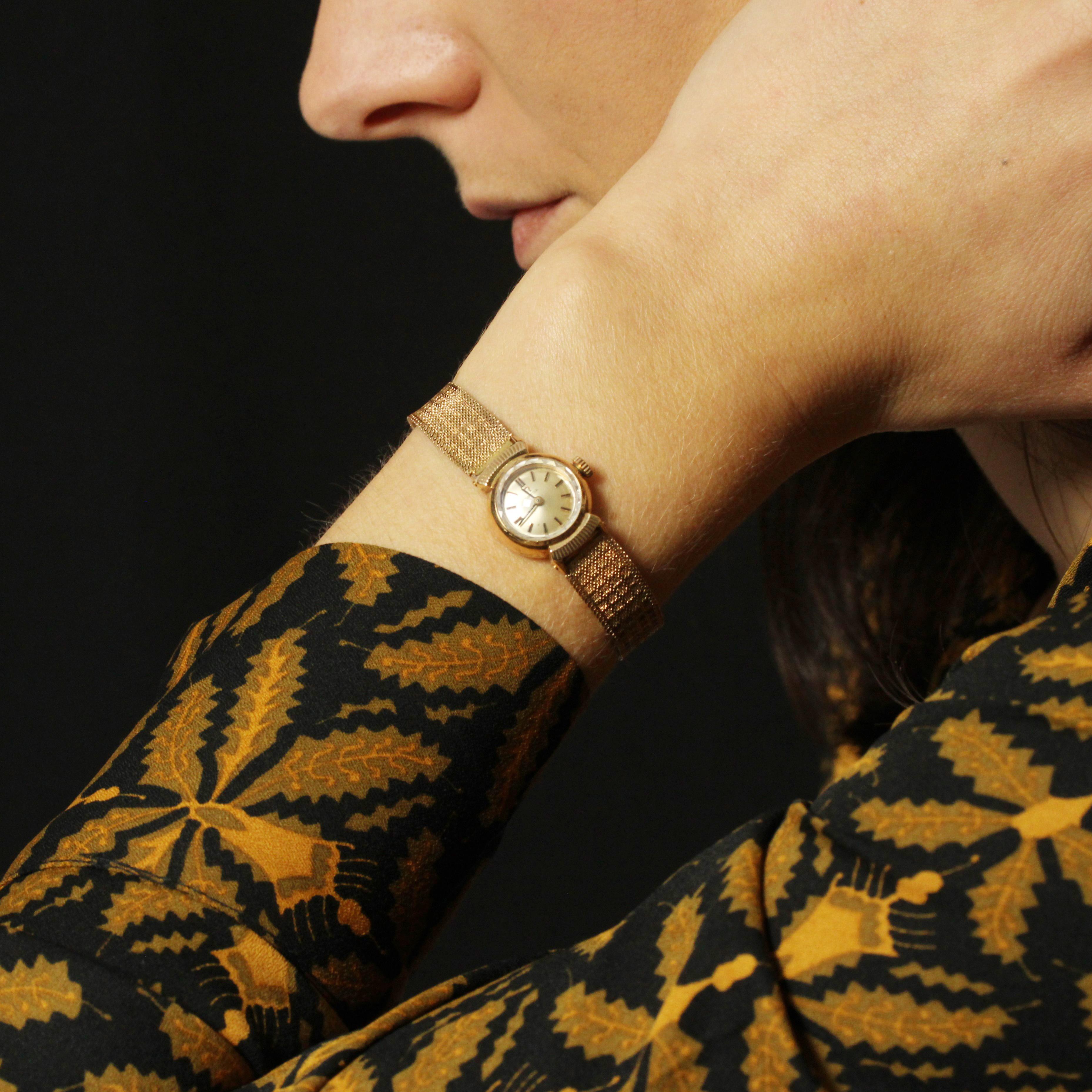 French 1960s 18 Karat Yellow Gold Omega Lady's Watch 4