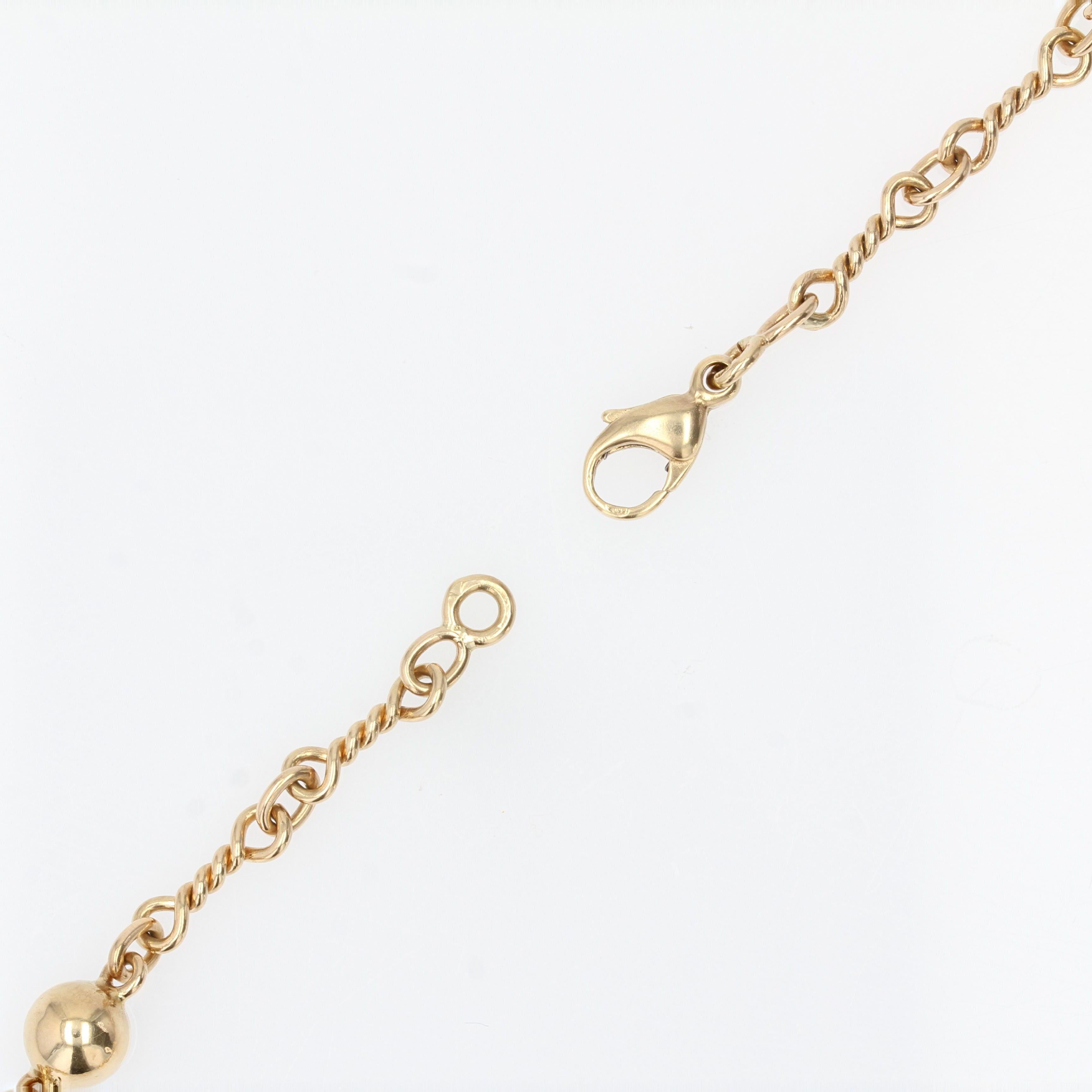 French, 1960s 18 Karat Yellow Gold Pearl Twisted Links Long Necklace For Sale 6