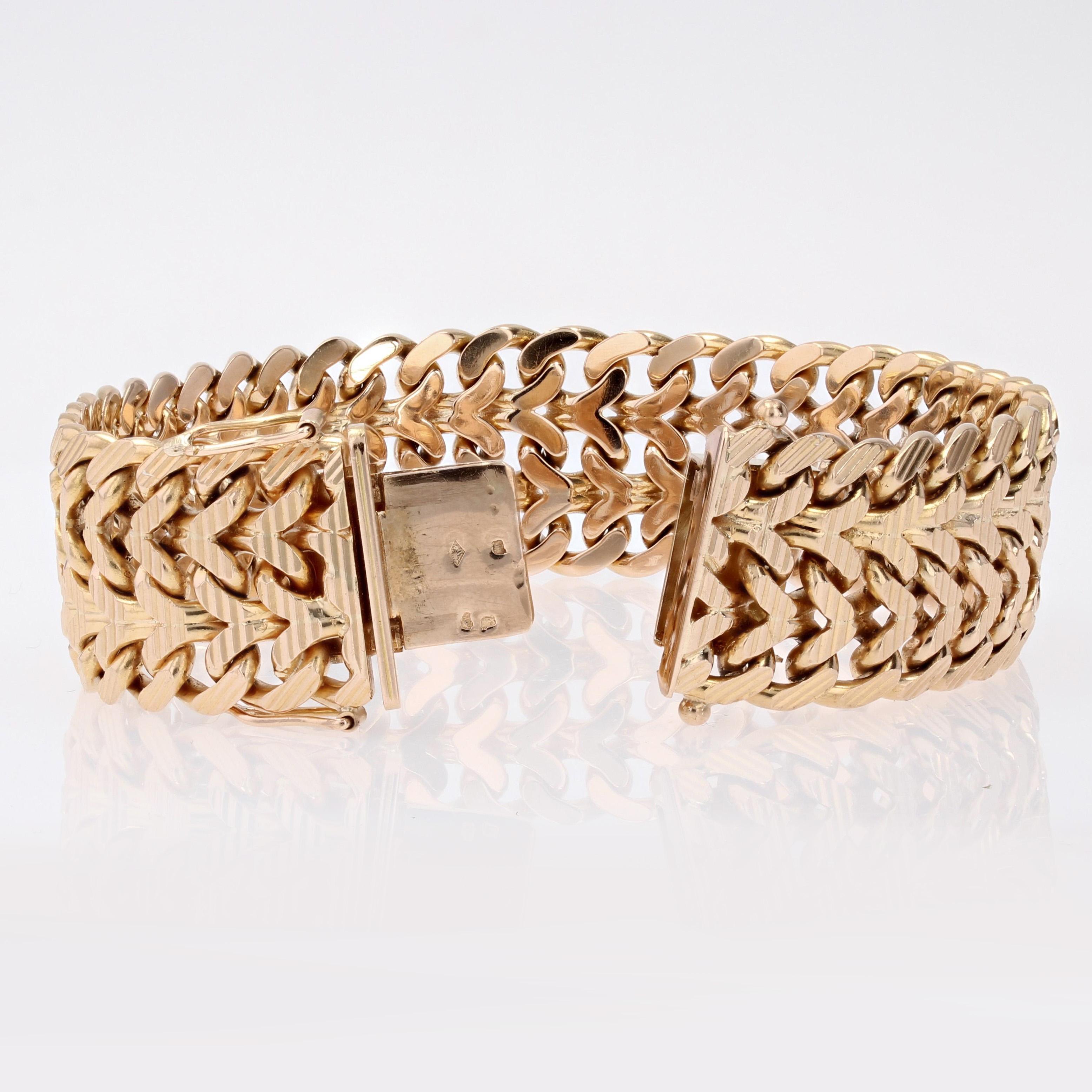 French 1960s 18 Karat Yellow Gold Retro Bracelet 5
