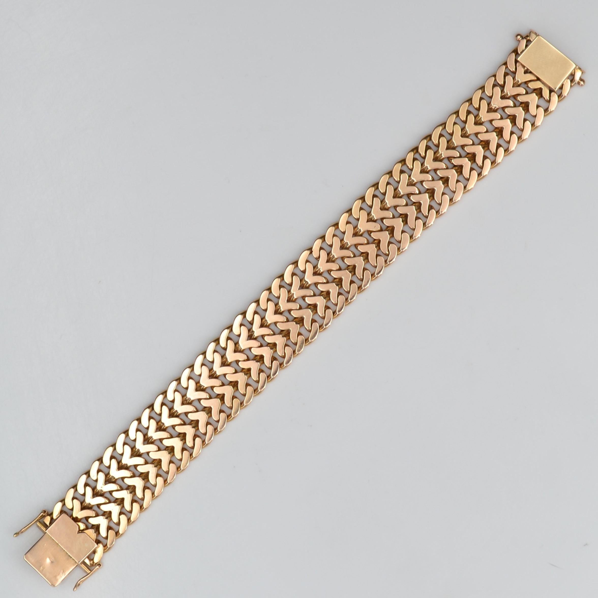 French 1960s 18 Karat Yellow Gold Retro Bracelet 6