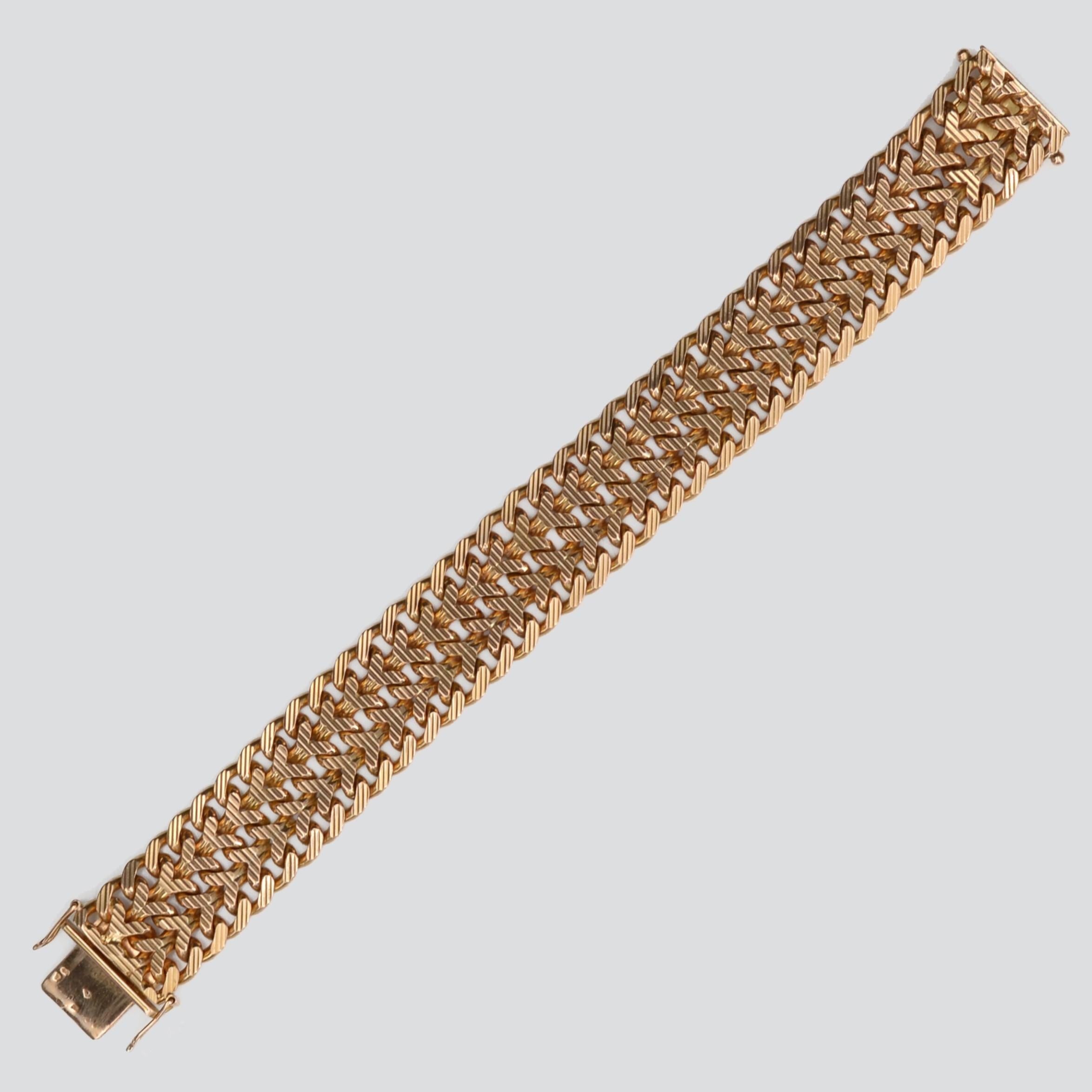Women's French 1960s 18 Karat Yellow Gold Retro Bracelet