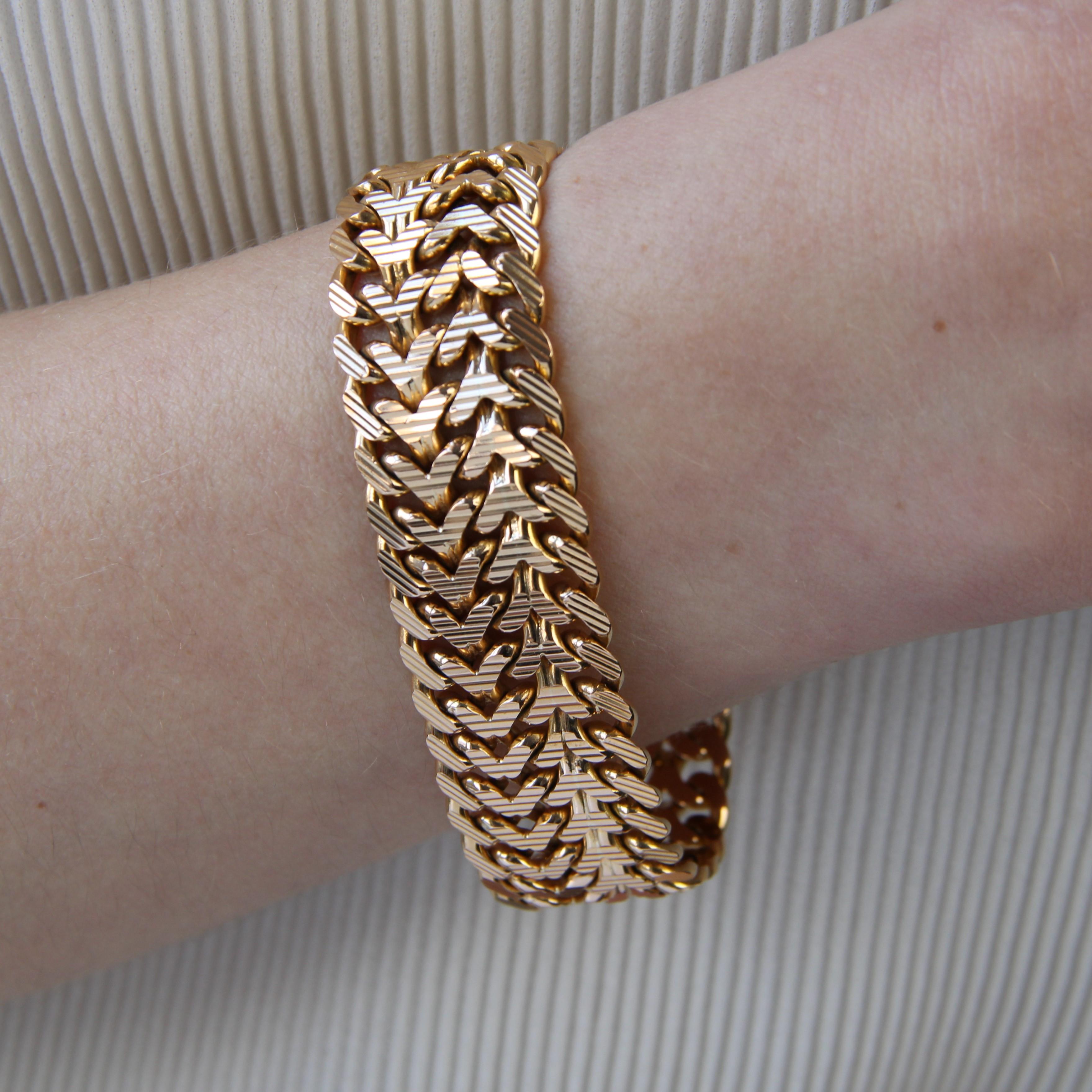 French 1960s 18 Karat Yellow Gold Retro Bracelet 1