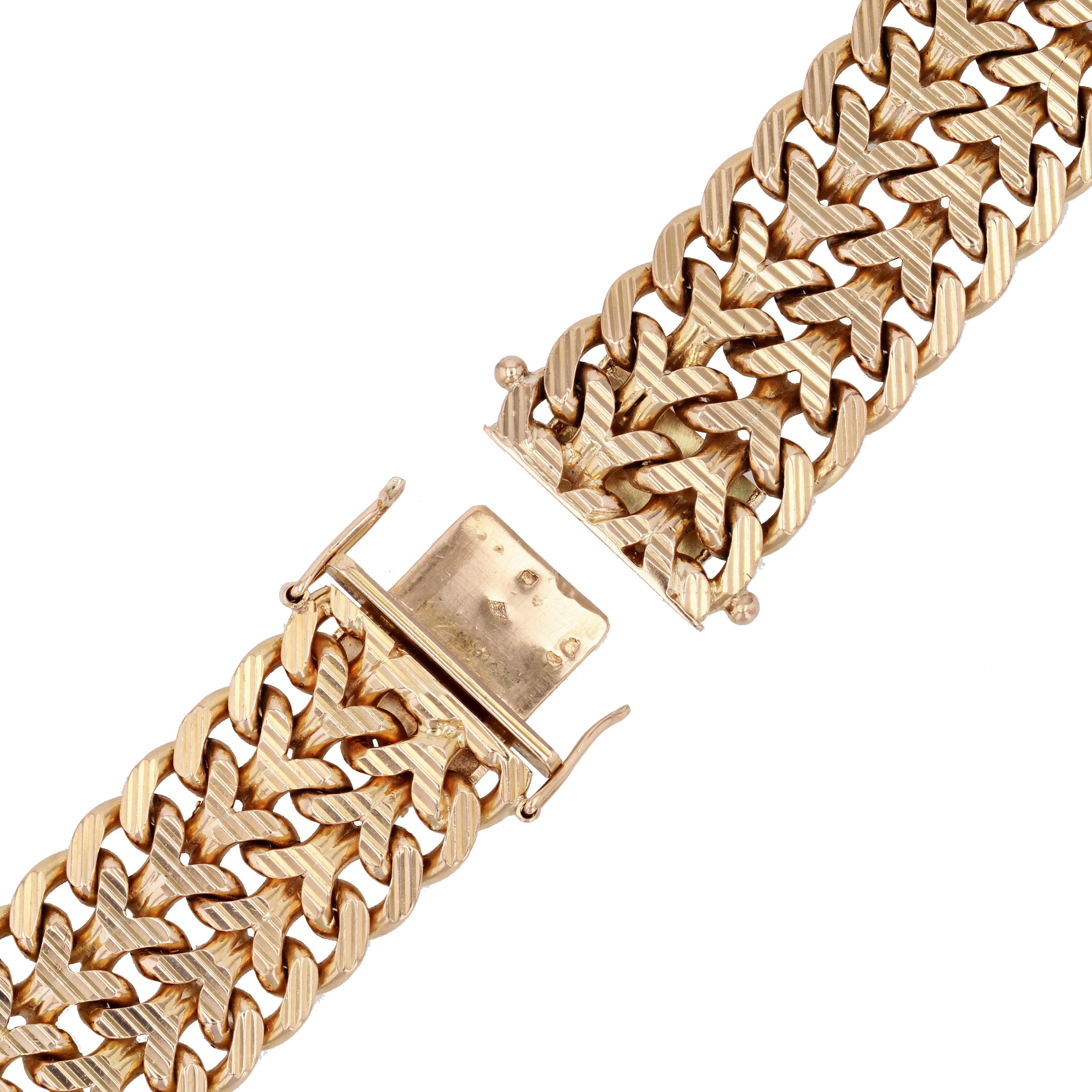 French 1960s 18 Karat Yellow Gold Retro Bracelet 2