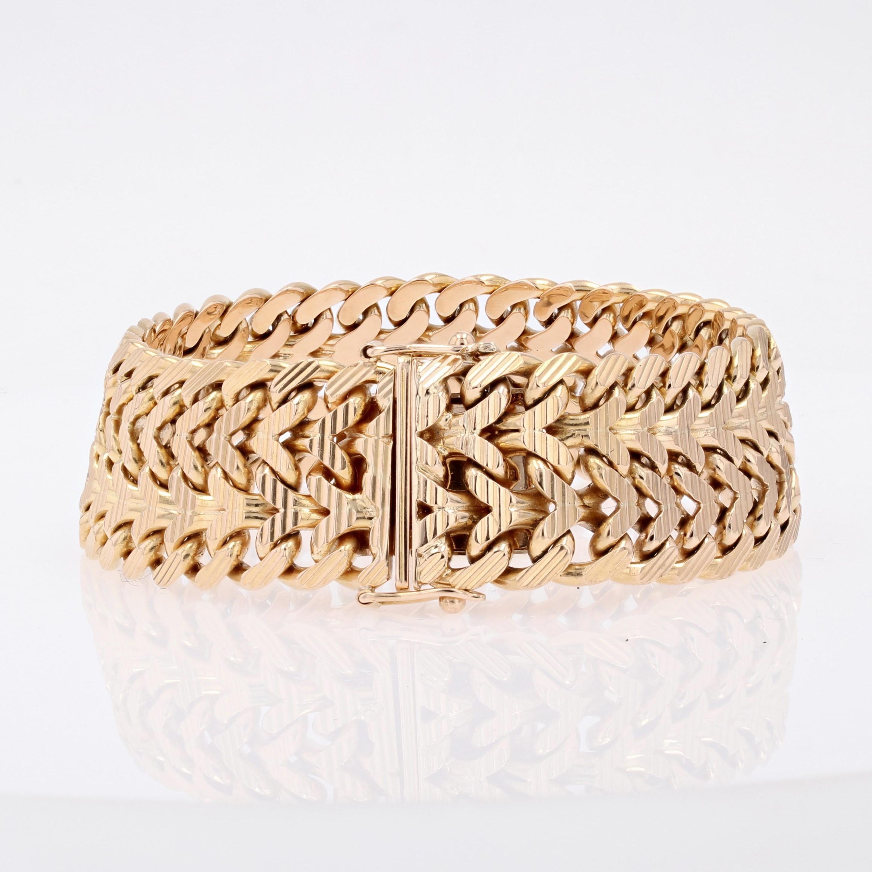 French 1960s 18 Karat Yellow Gold Retro Bracelet 4