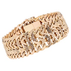 French 1960s 18 Karat Yellow Gold Retro Bracelet