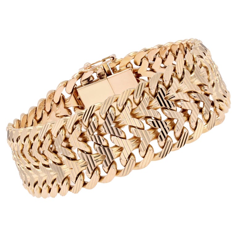 French 1960s 18 Karat Yellow Gold Retro Bracelet For Sale at 1stDibs