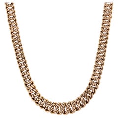 Französische 1960er Jahre 18 Karat Gelbgold Retro Curb Kette Falling Halskette