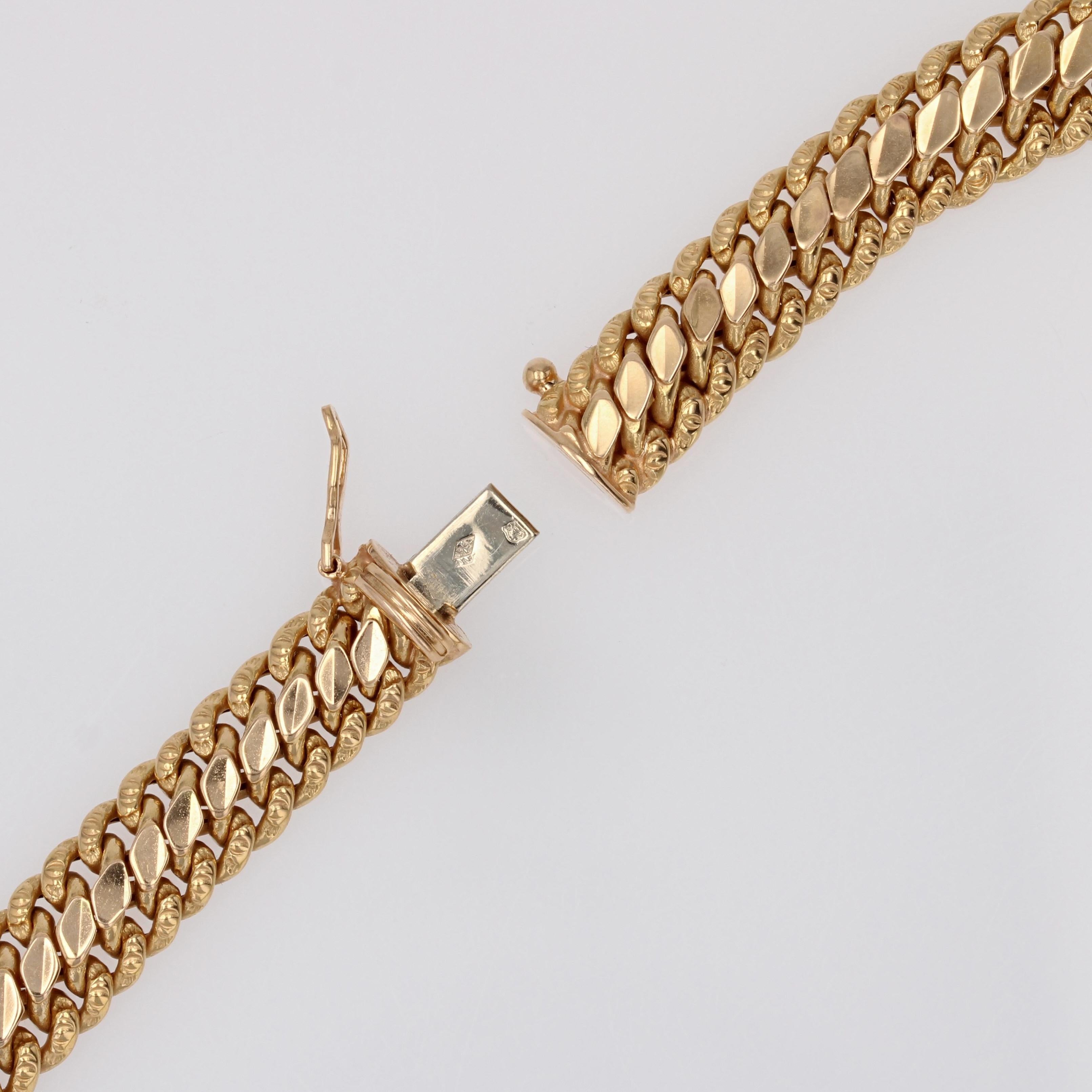 French 1960s 18 Karat Yellow Gold Retro Curb Chain Necklace For Sale 6