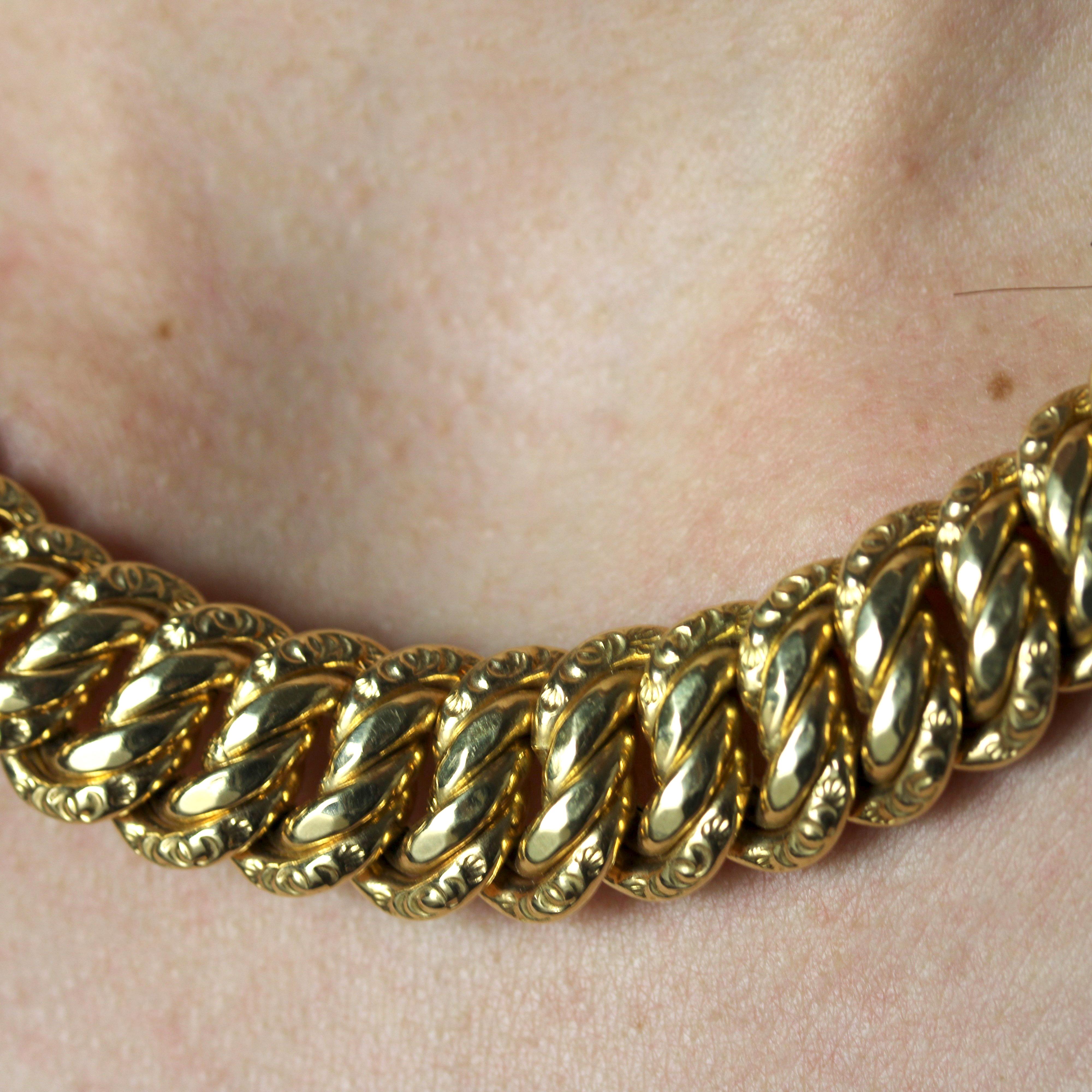 Collana a catena retrò in oro giallo 18 carati francese degli anni '60 5