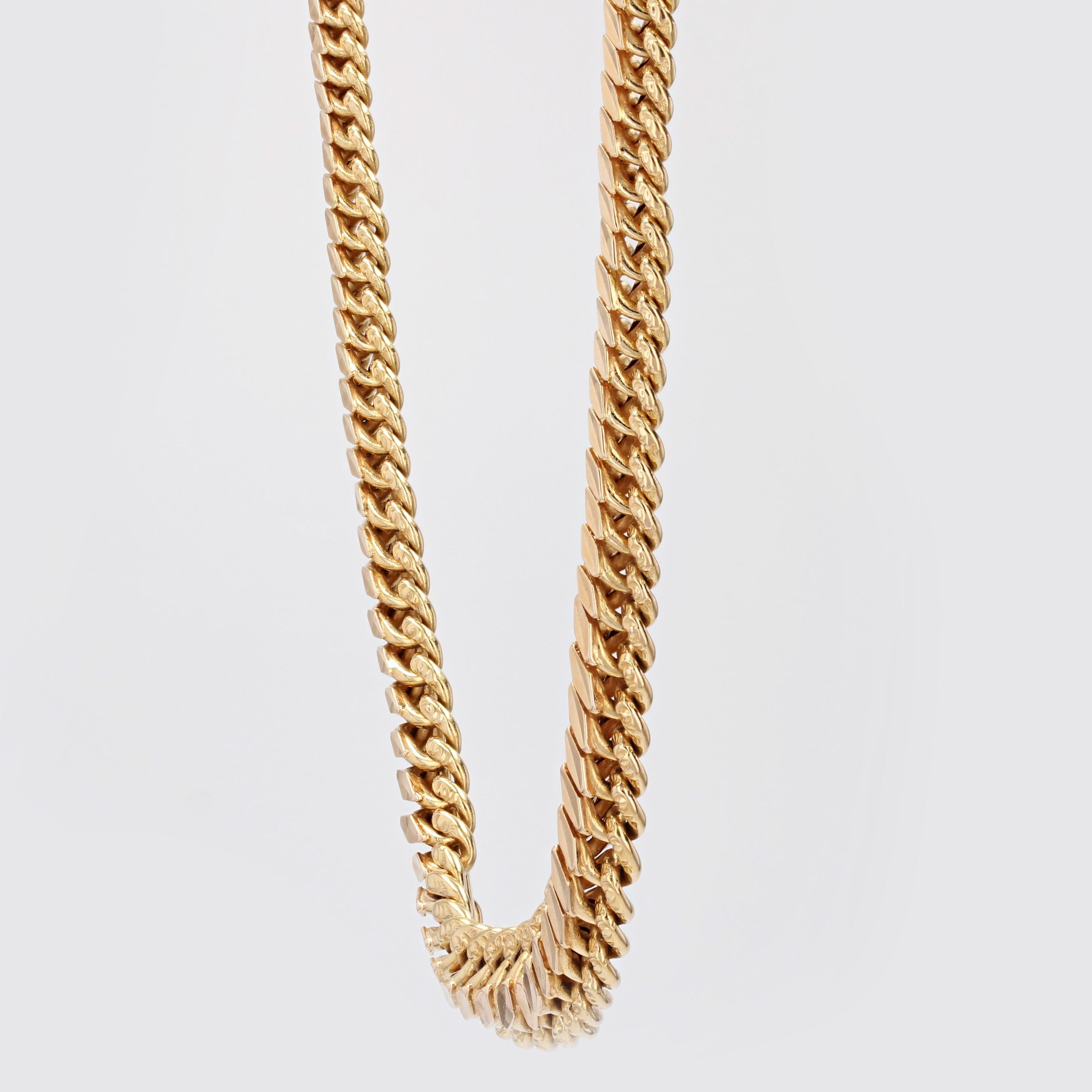 French 1960s 18 Karat Yellow Gold Retro Curb Chain Necklace For Sale 7