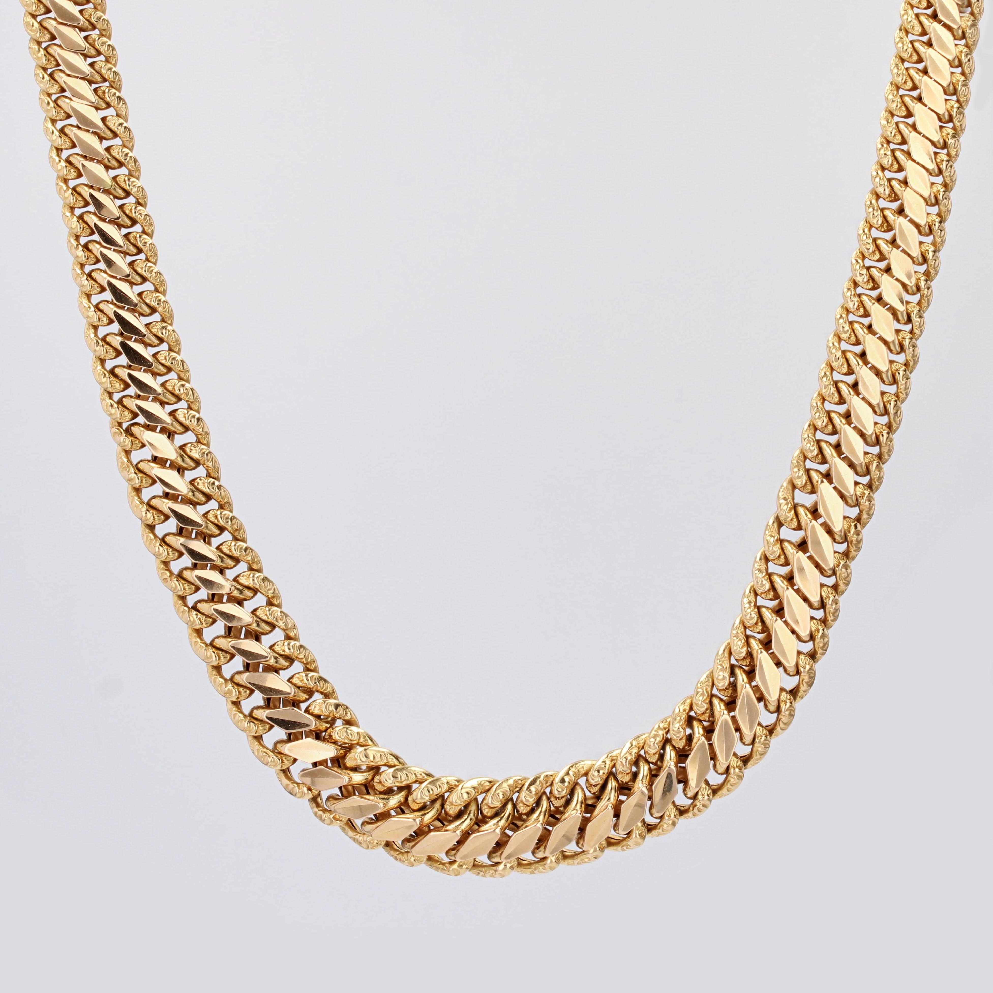 French 1960s 18 Karat Yellow Gold Retro Curb Chain Necklace For Sale 9
