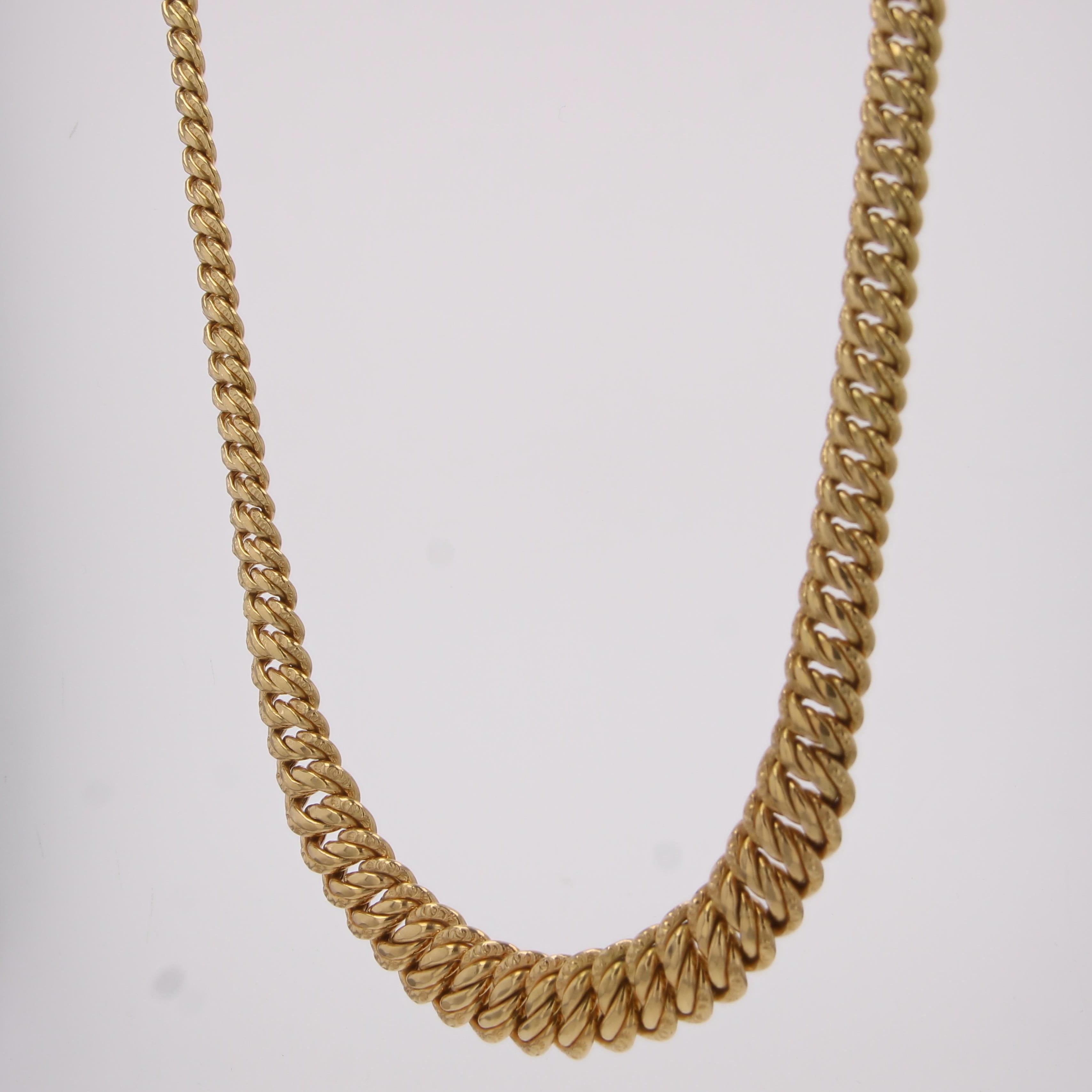 Collana a catena retrò in oro giallo 18 carati francese degli anni '60 1
