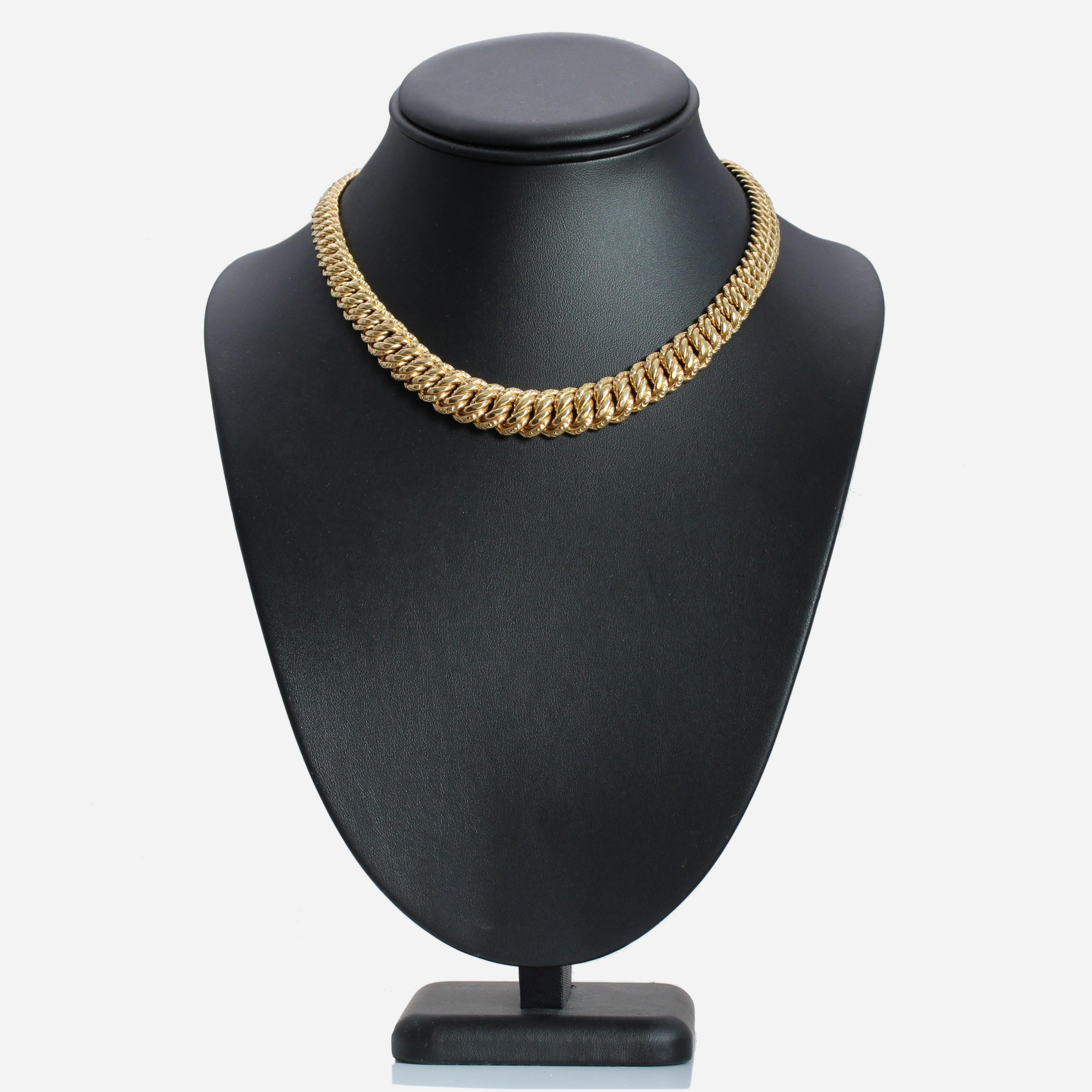 Collana a catena retrò in oro giallo 18 carati francese degli anni '60 2