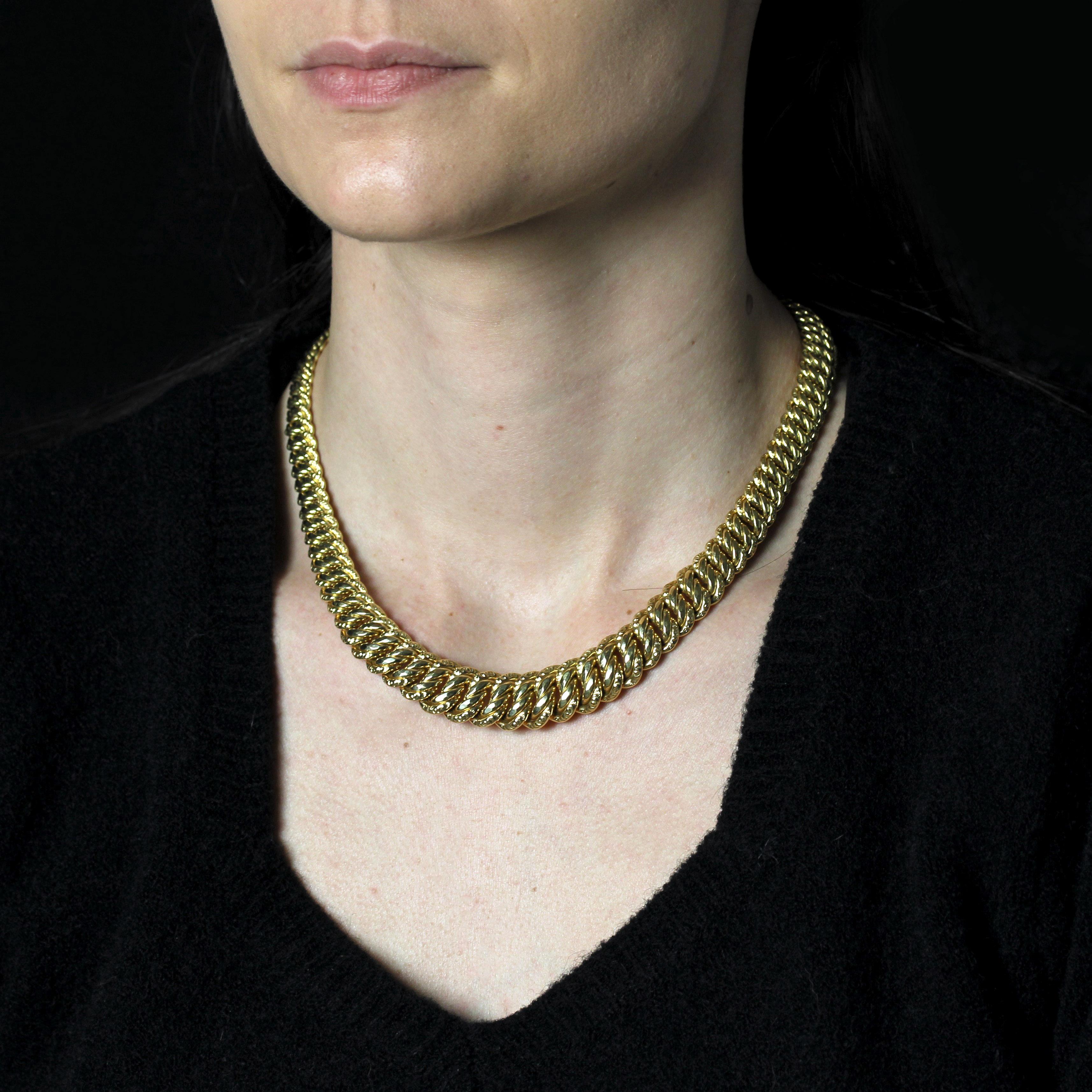 Collana a catena retrò in oro giallo 18 carati francese degli anni '60 4