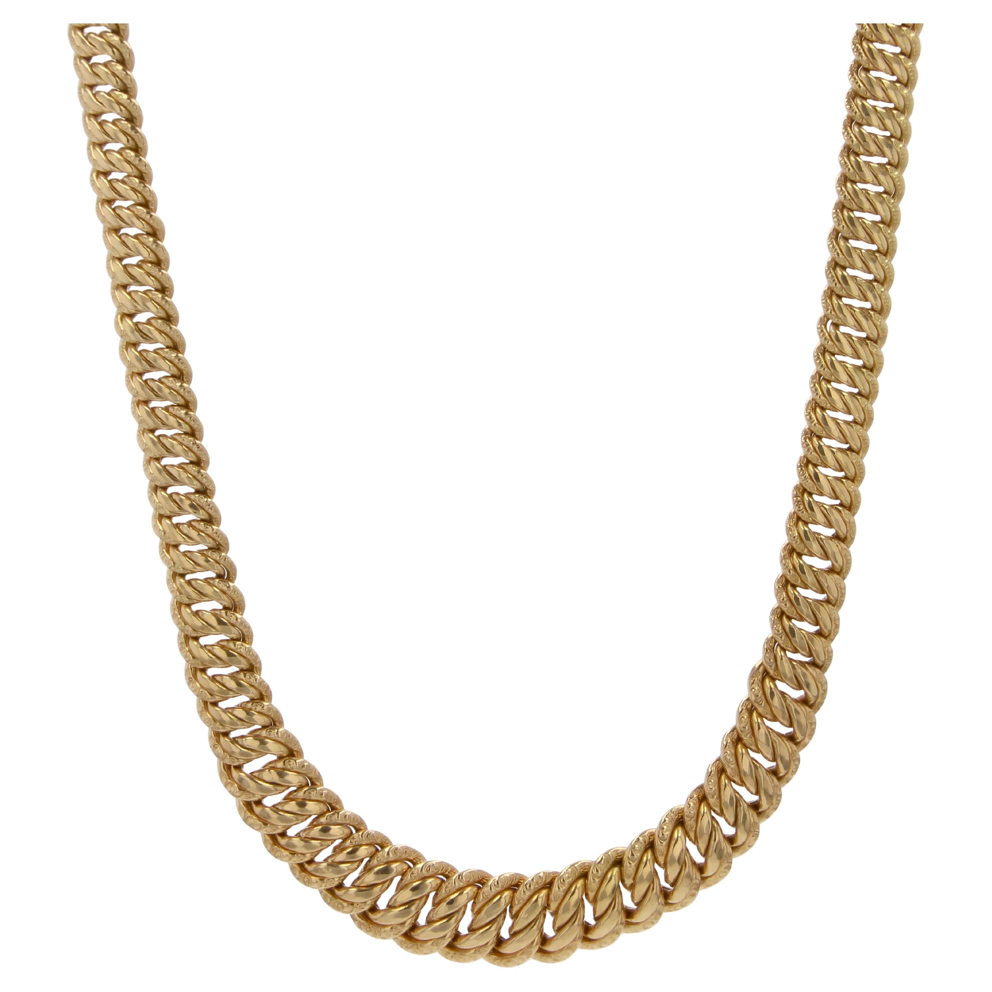 Collier de chaîne rétro en or jaune 18 carats des années 1960