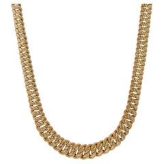 French 1960s 18 Karat Yellow Gold Retro Curb Chain Necklace