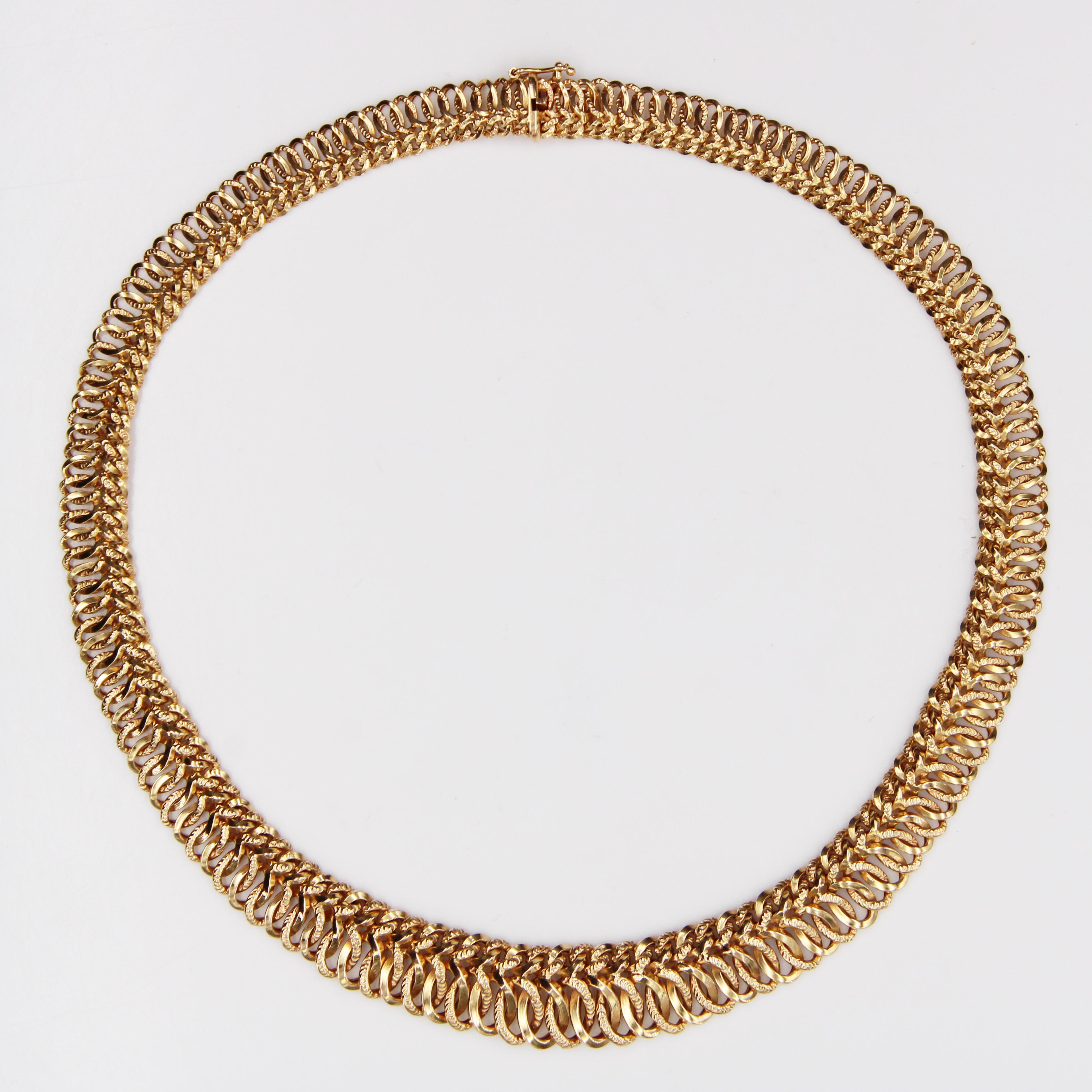 Französische 1960er Jahre 18 Karat Gelbgold Retro abgestufte Halskette im Zustand „Gut“ in Poitiers, FR