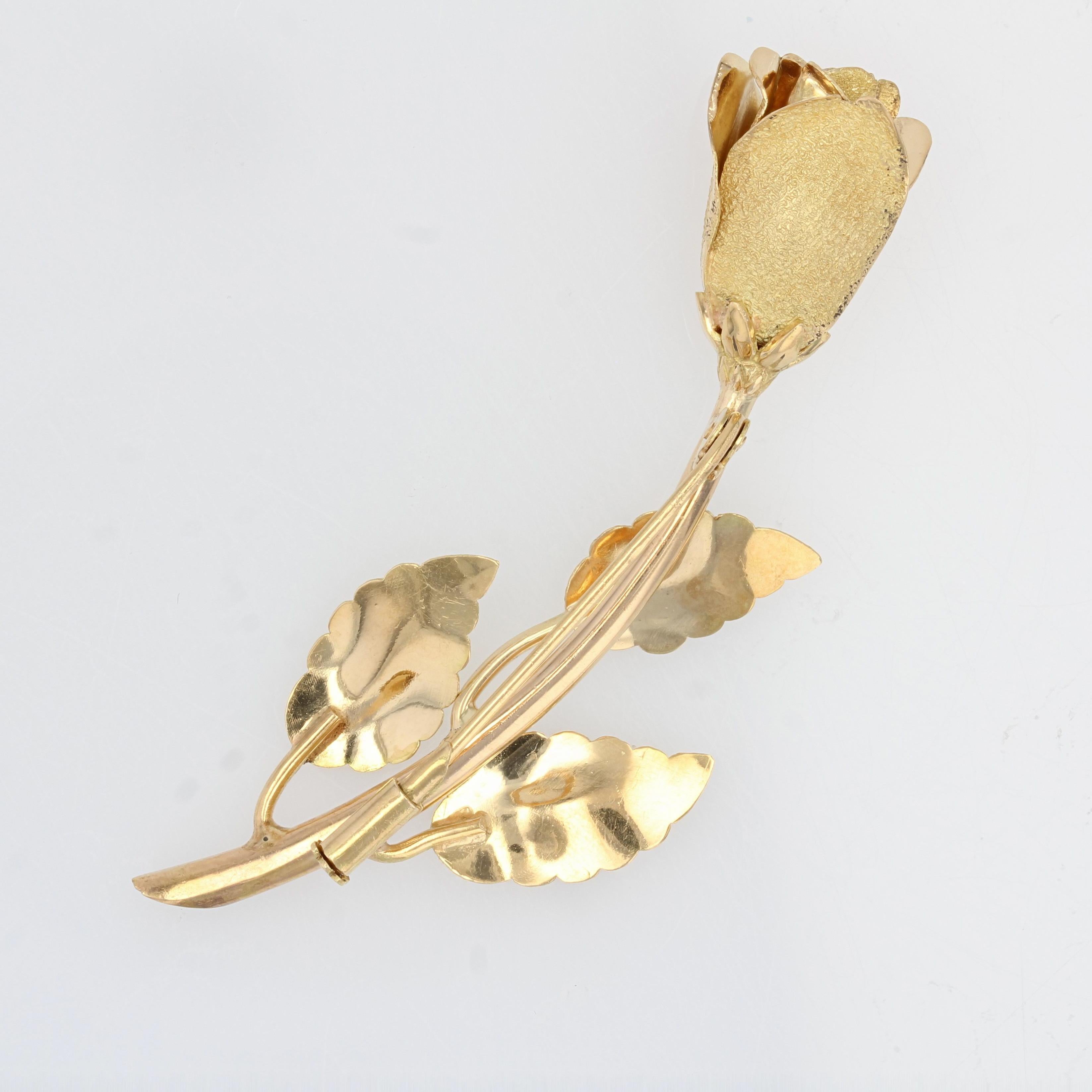French, 1960s, 18 Karat Yellow Gold Rosebud Brooch For Sale at 1stDibs ...